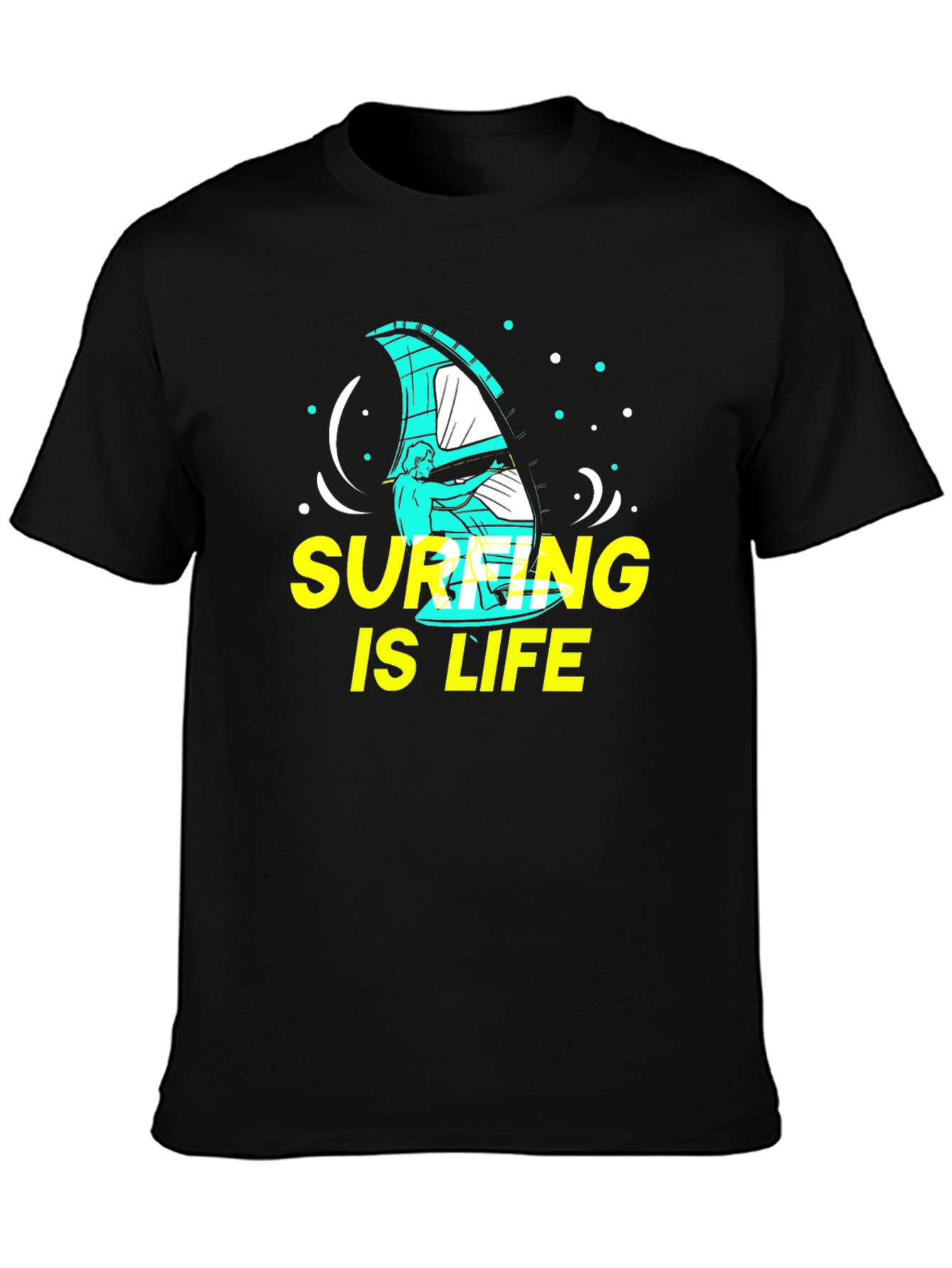 Surfing is Life Graphic Tee - Black
