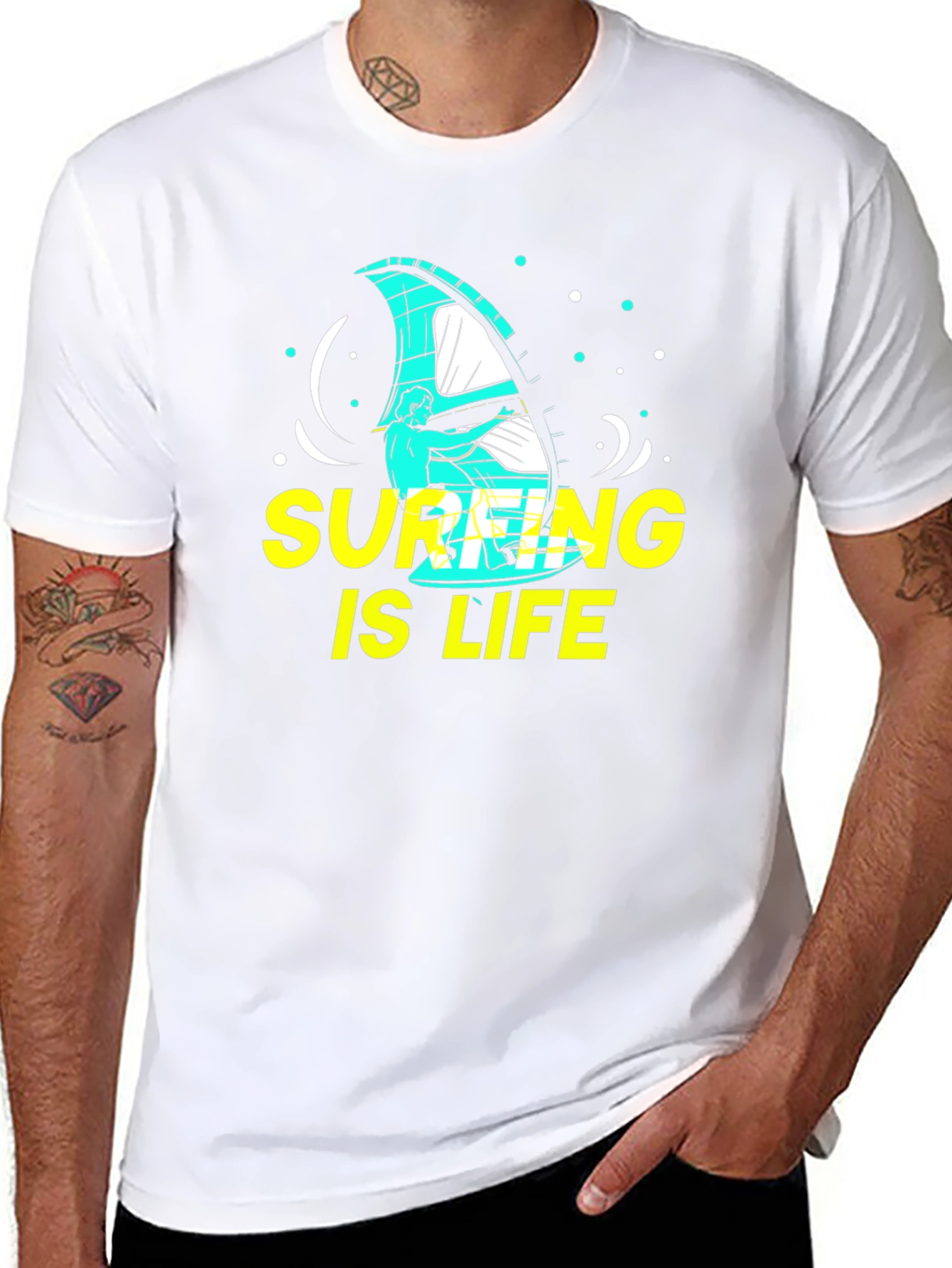 Surfing is Life Graphic Tee - Black