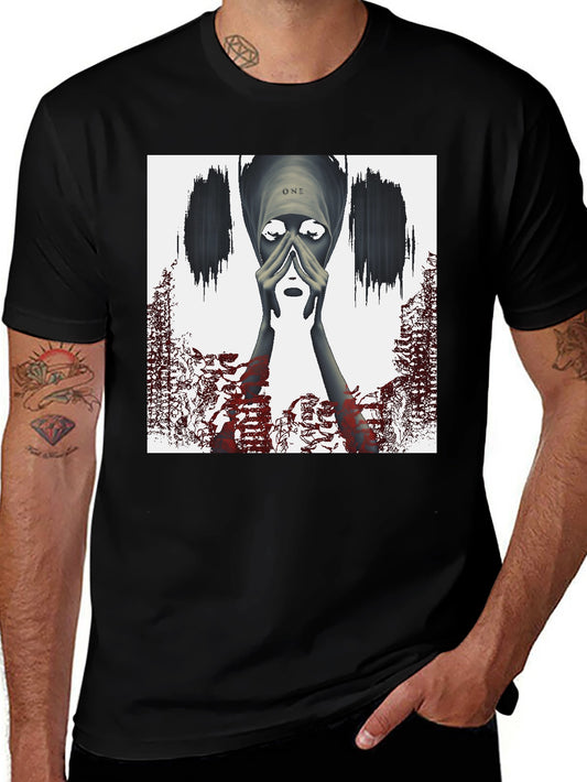 Artistic Graphic Print Tee - Black