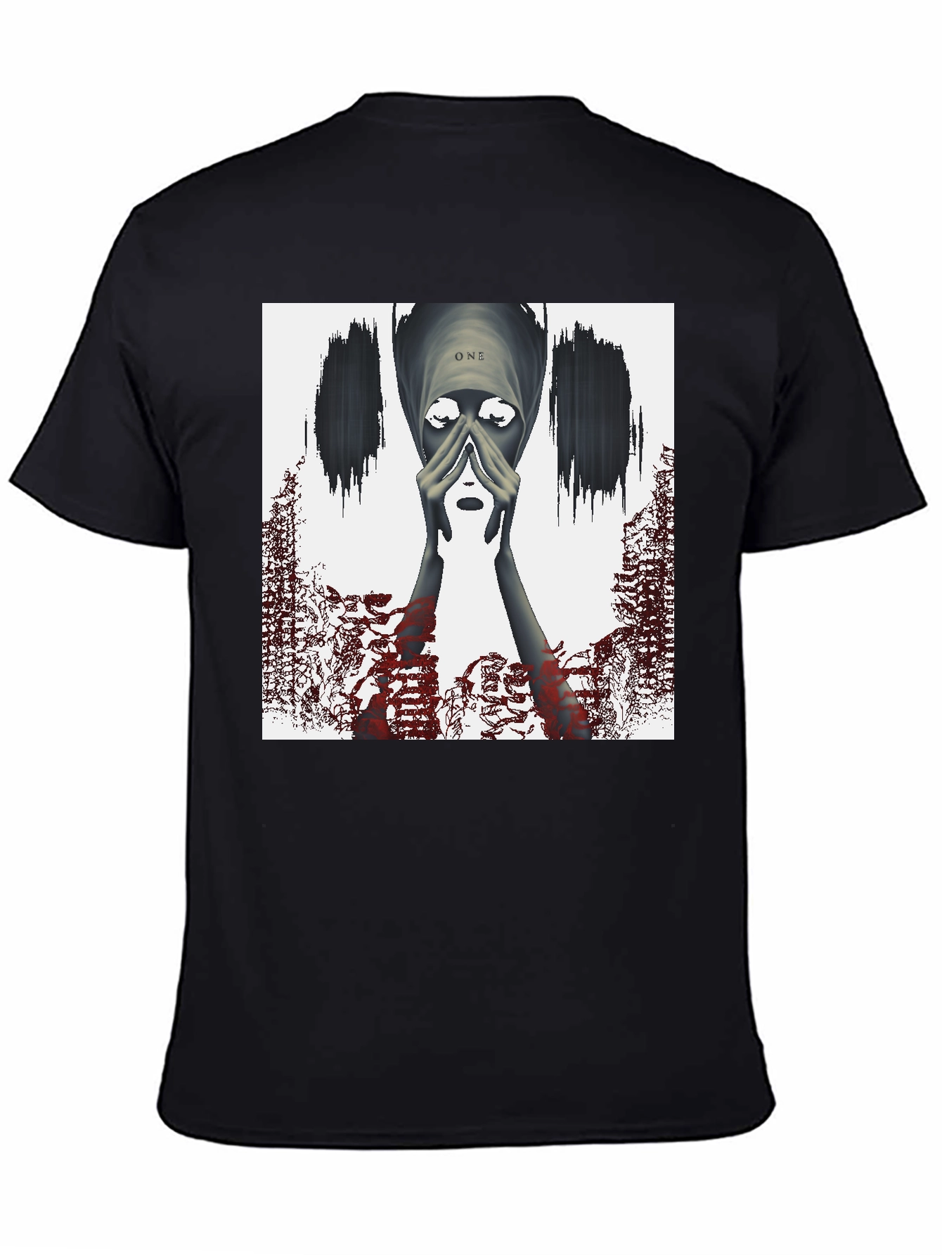 Artistic Graphic Print Tee - Black