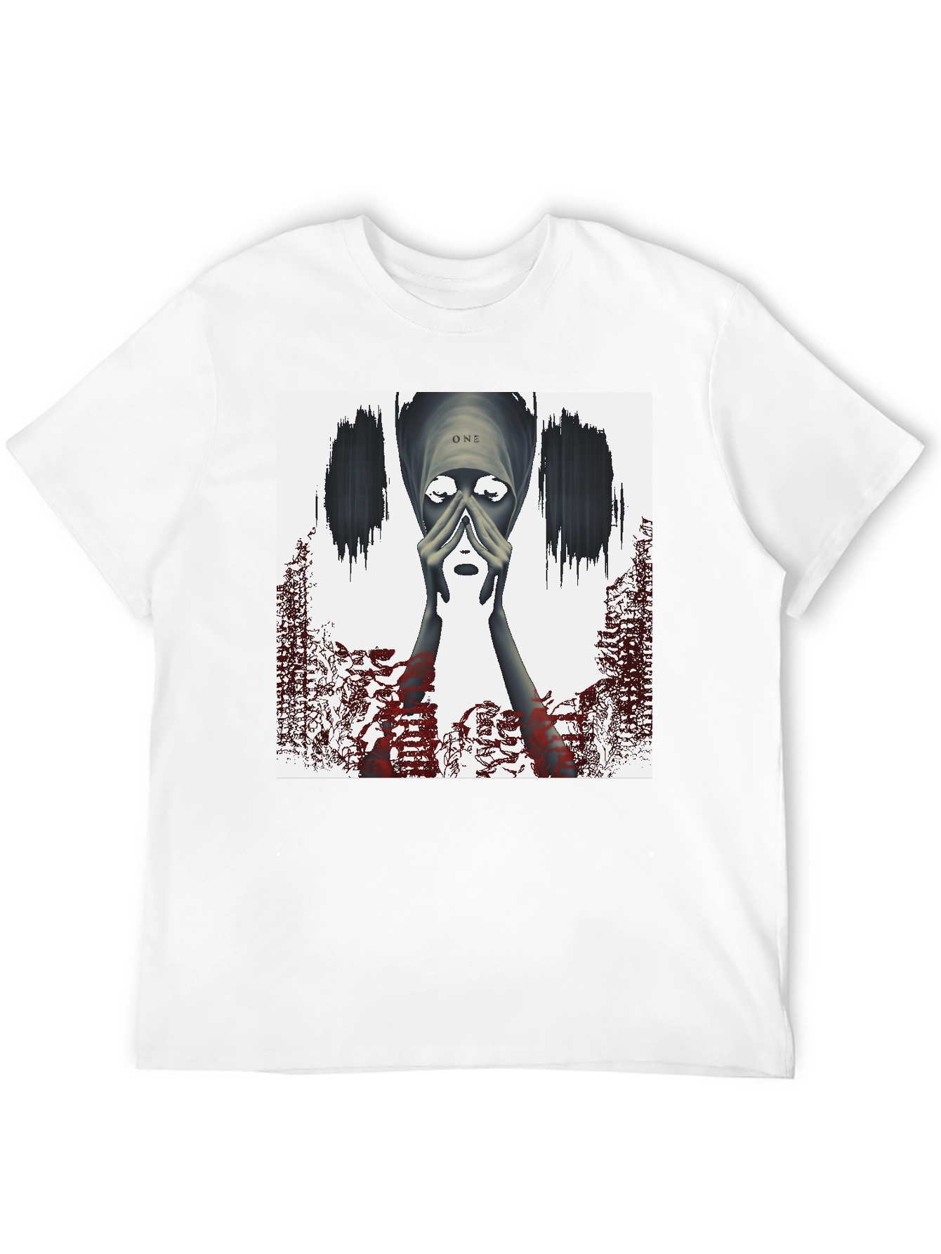 Artistic Graphic Print Tee - Black