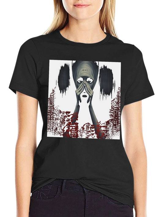 Artistic Graphic Print Tee - Black