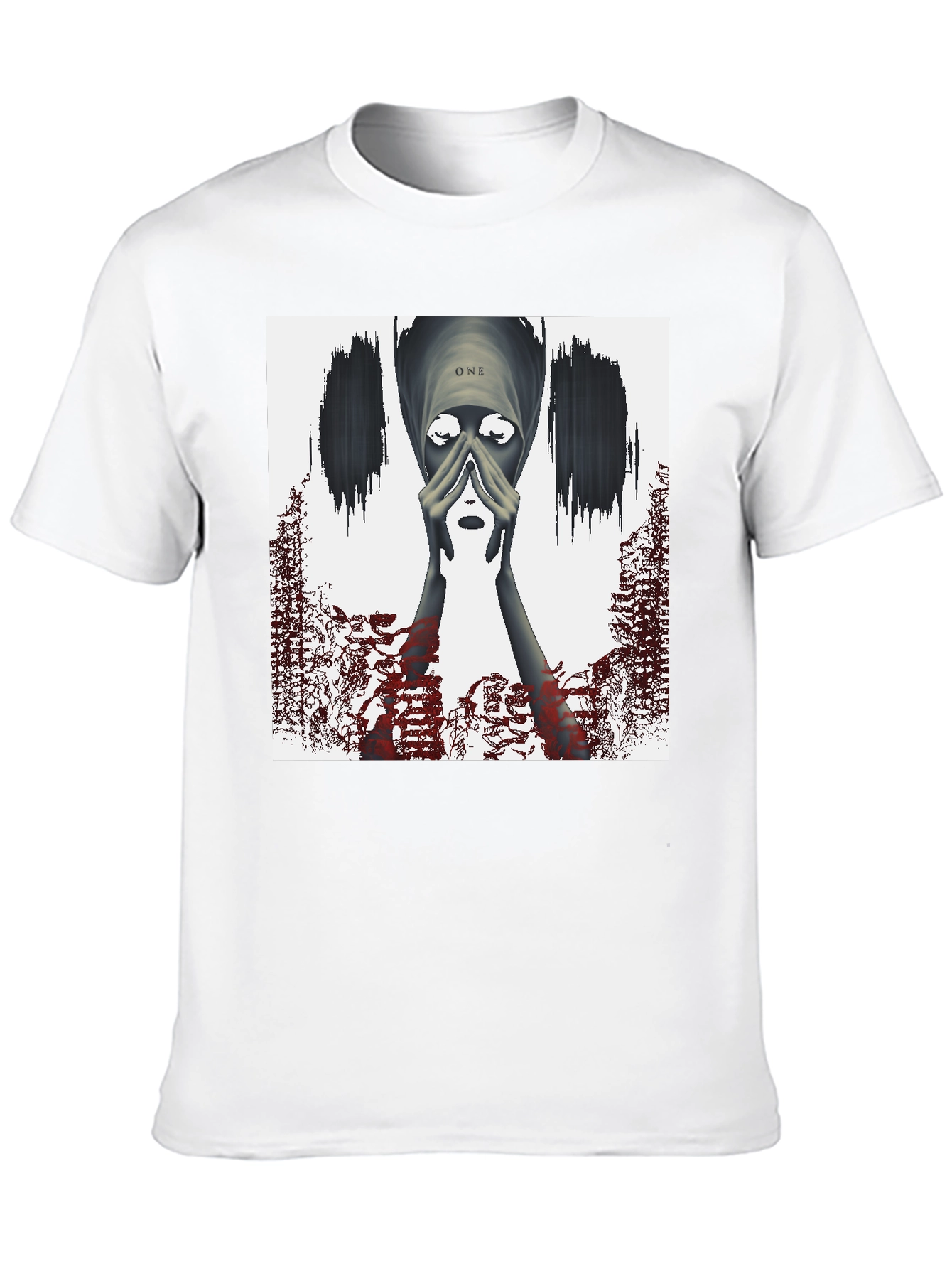 Artistic Graphic Print Tee - Black