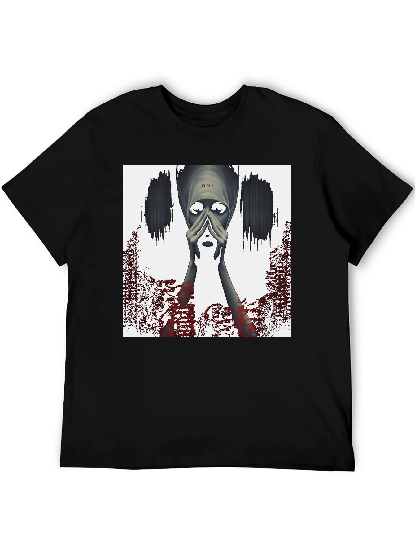 Artistic Graphic Print Tee - Black