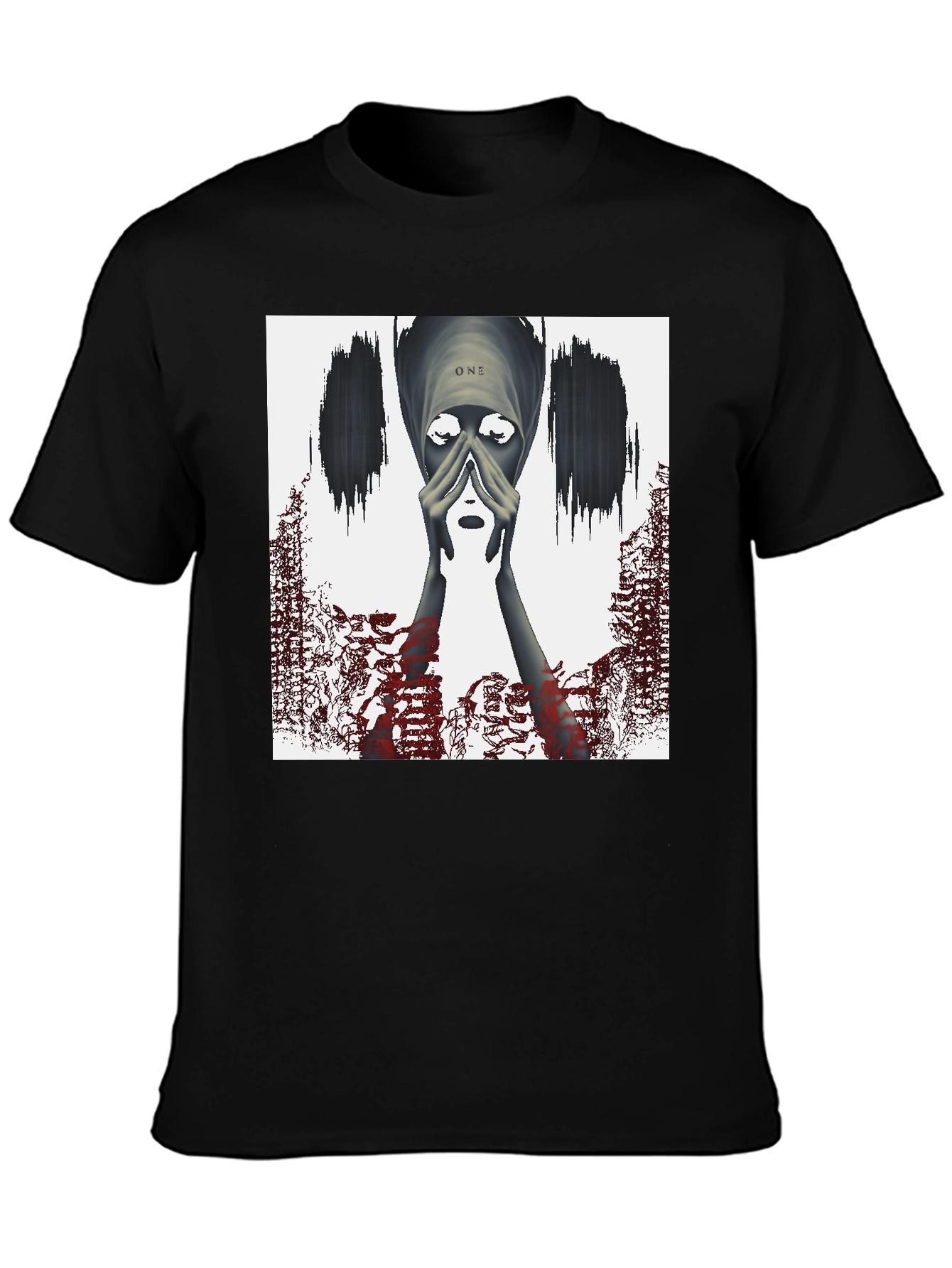 Artistic Graphic Print Tee - Black