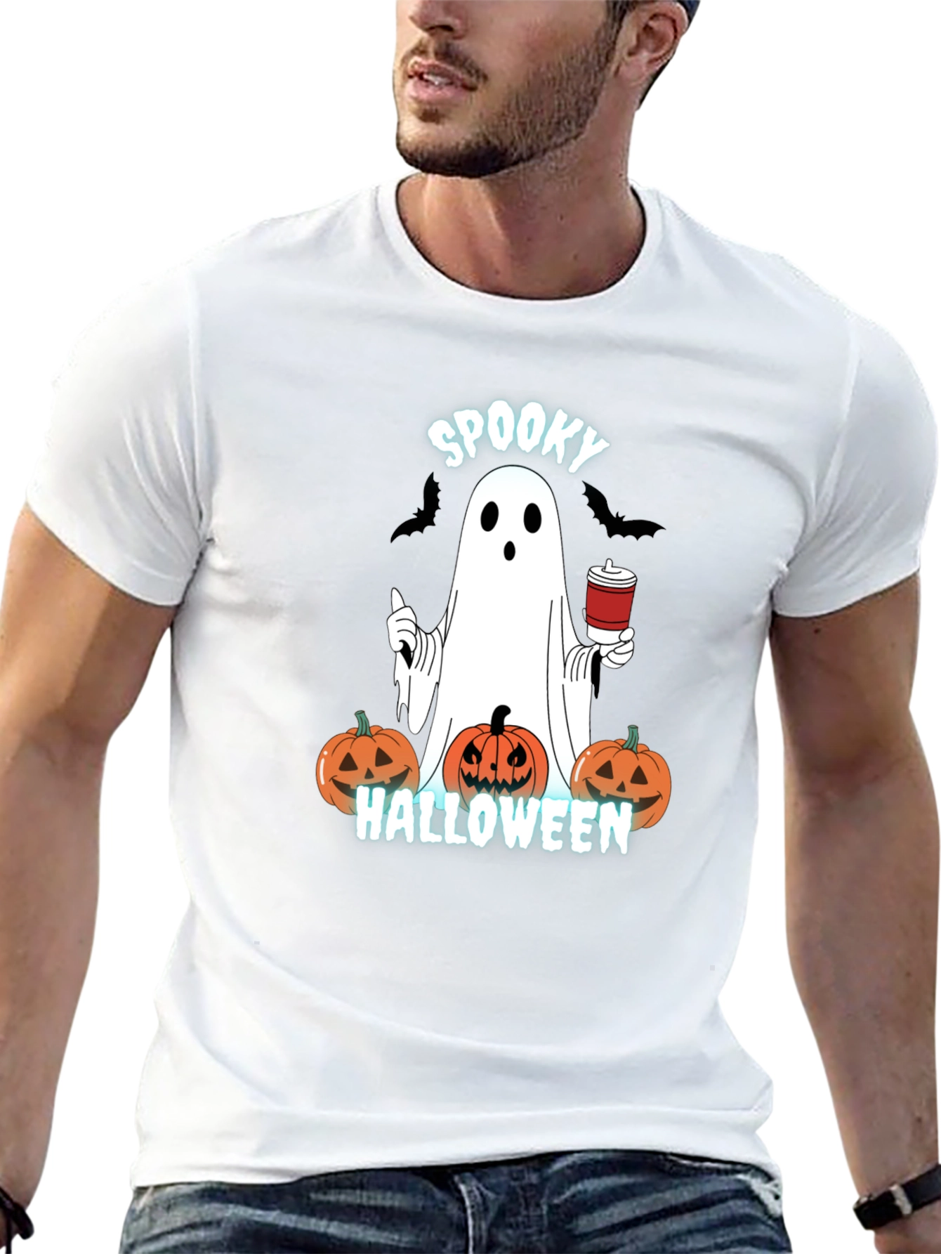 Spooky Halloween Ghost Graphic T-Shirt