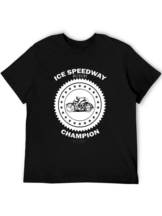 Ice Speedway Motoring Champion Black T-Shirt