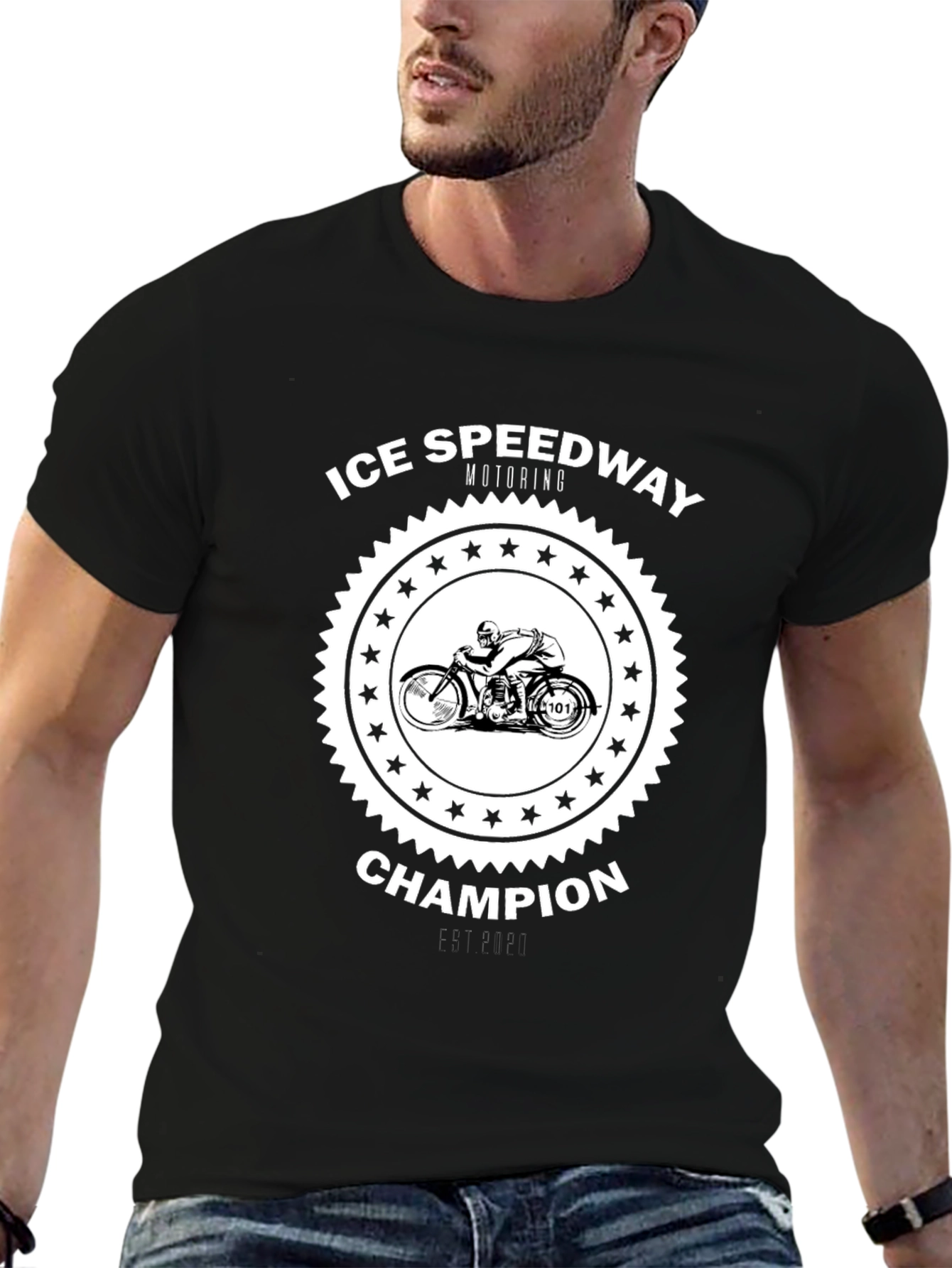 Ice Speedway Motoring Champion Black T-Shirt