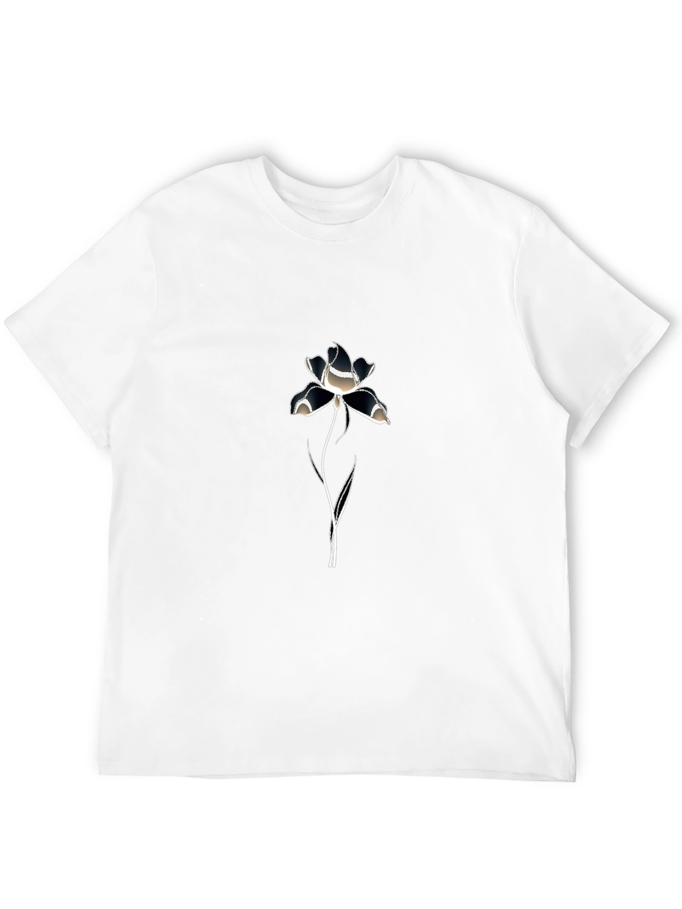 Mens Black T-Shirt with Flower Graphic