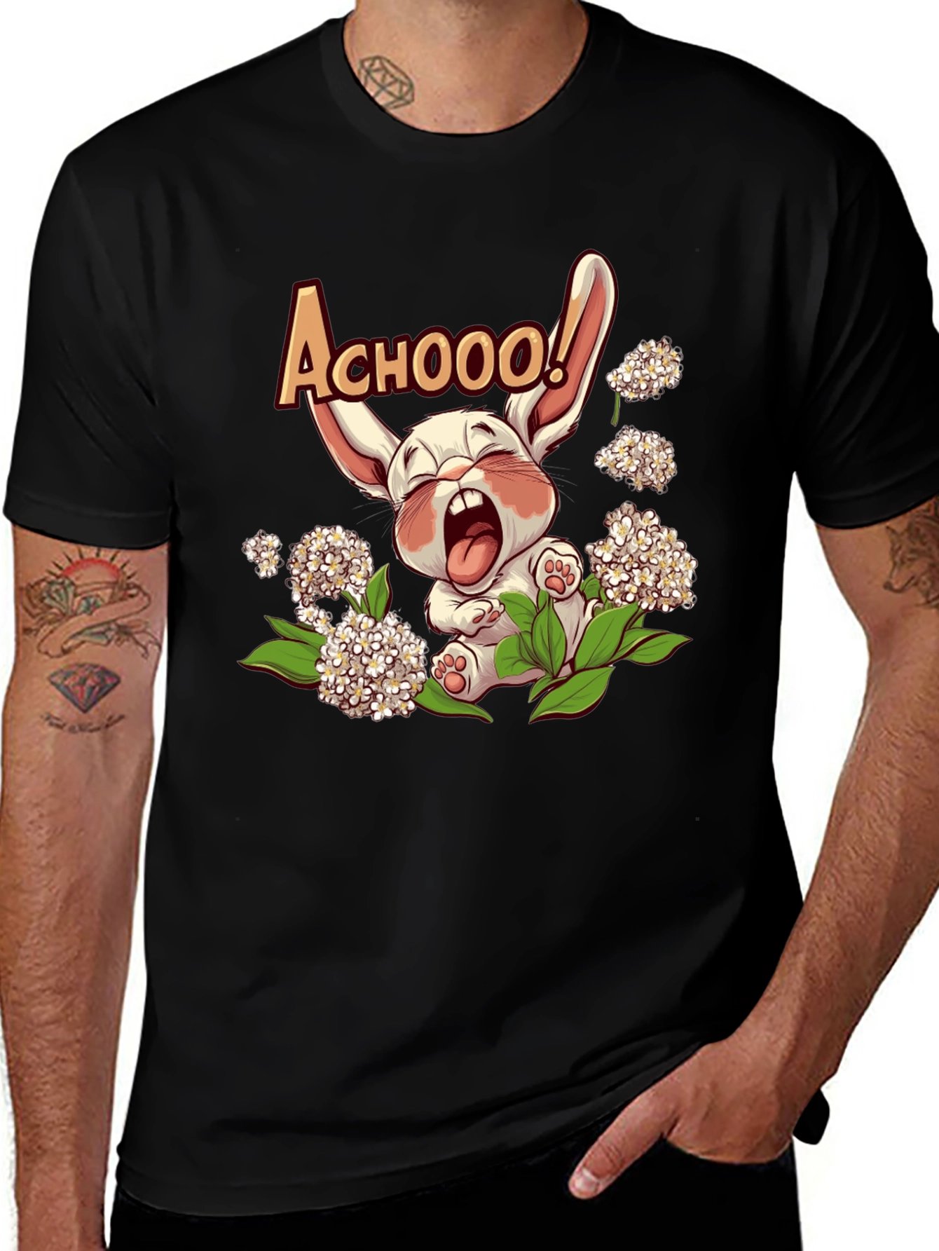 Cute Allergy Rabbit Graphic T-Shirt