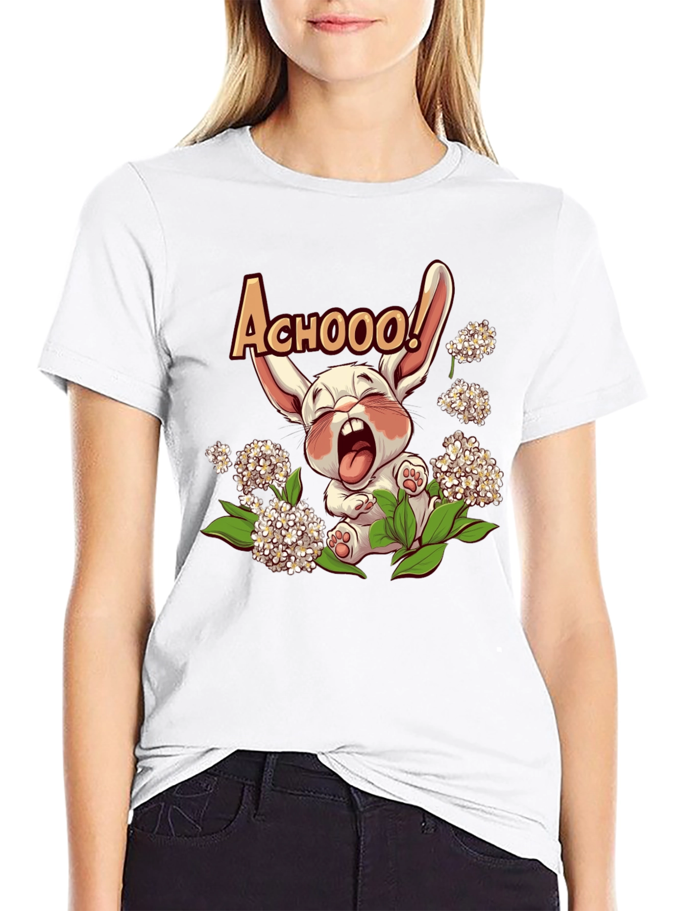 Cute Allergy Rabbit Graphic T-Shirt