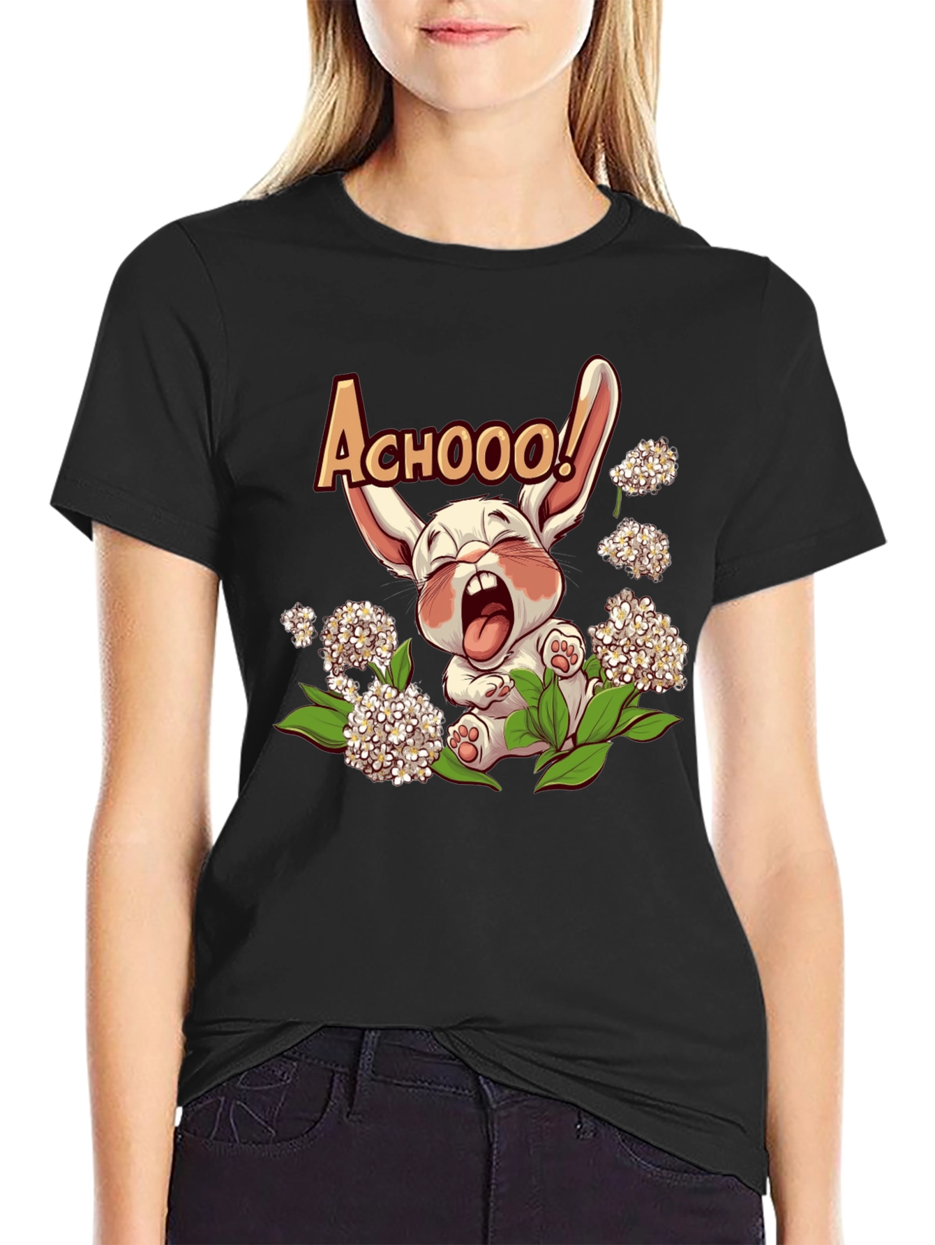 Cute Allergy Rabbit Graphic T-Shirt
