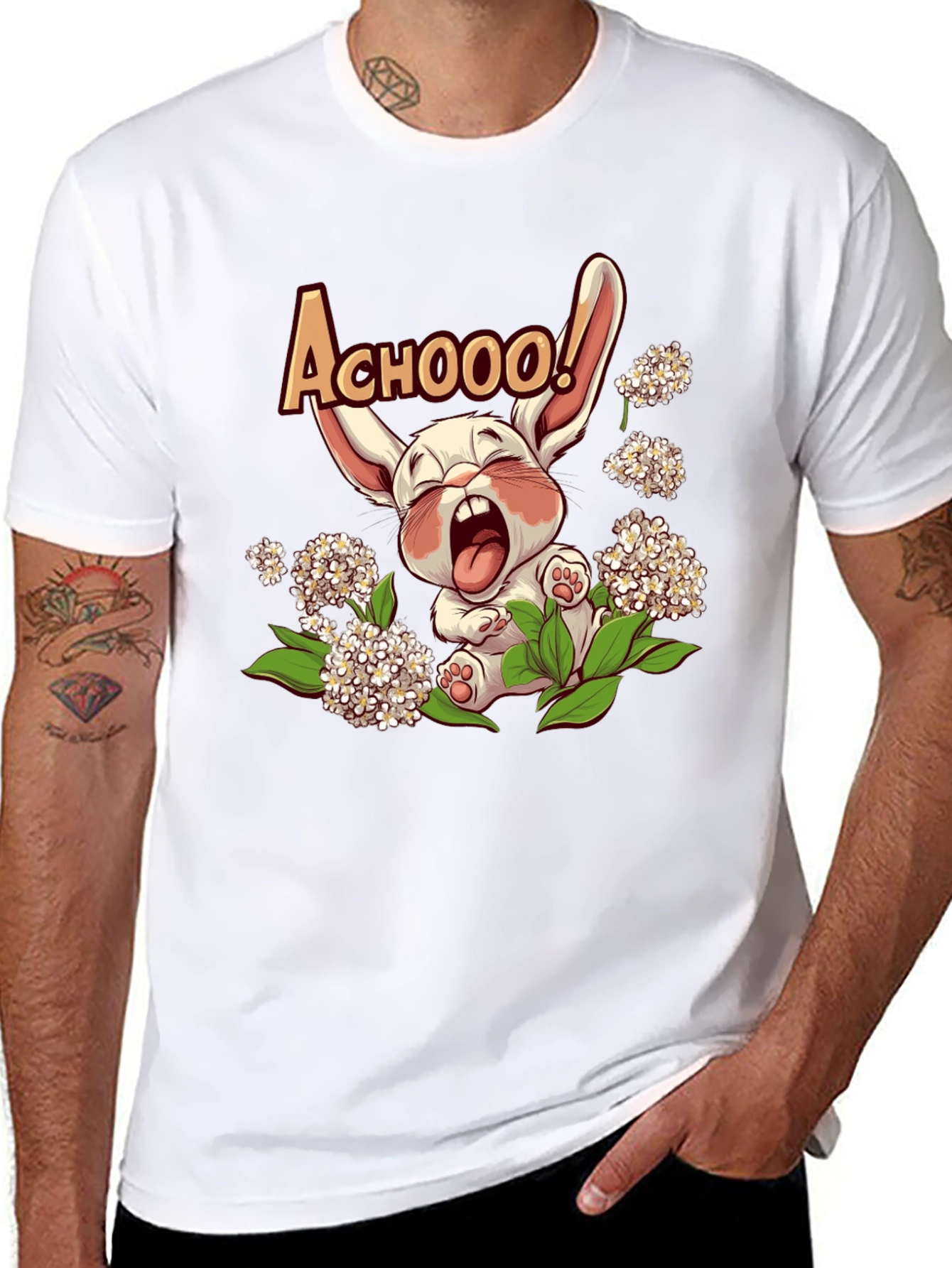 Cute Allergy Rabbit Graphic T-Shirt