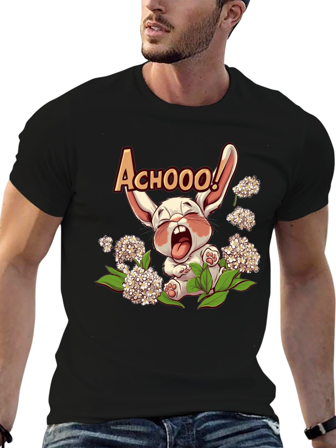 Cute Allergy Rabbit Graphic T-Shirt