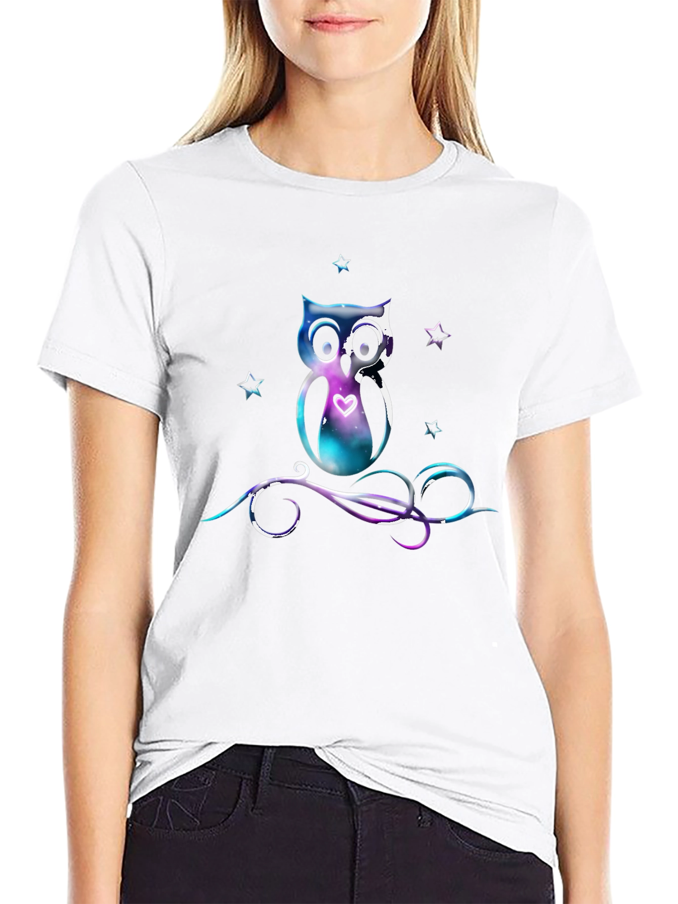 Galaxy Owl Graphic Tee - Unique Space Design