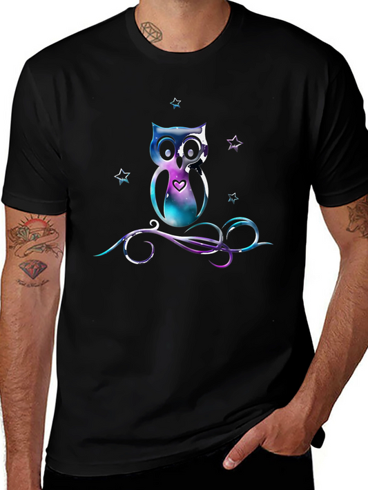 Galaxy Owl Graphic Tee - Unique Space Design