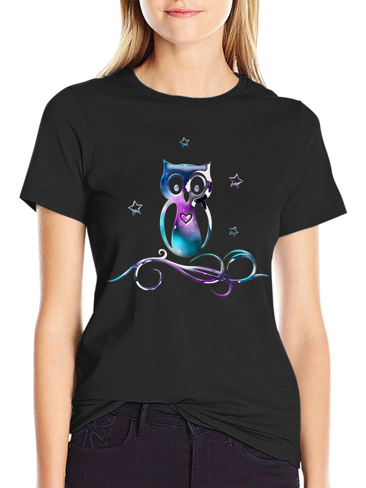 Galaxy Owl Graphic Tee - Unique Space Design