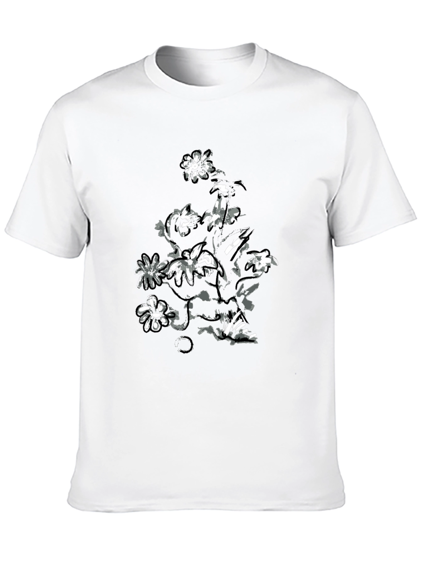 Floral Print Black Casual T-Shirt