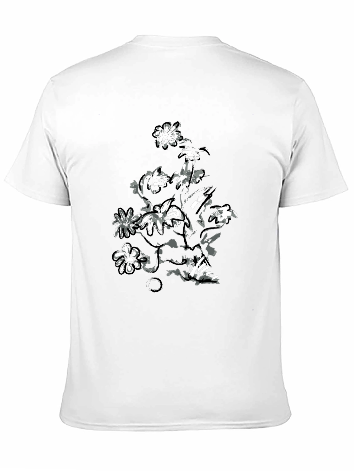 Floral Print Black Casual T-Shirt