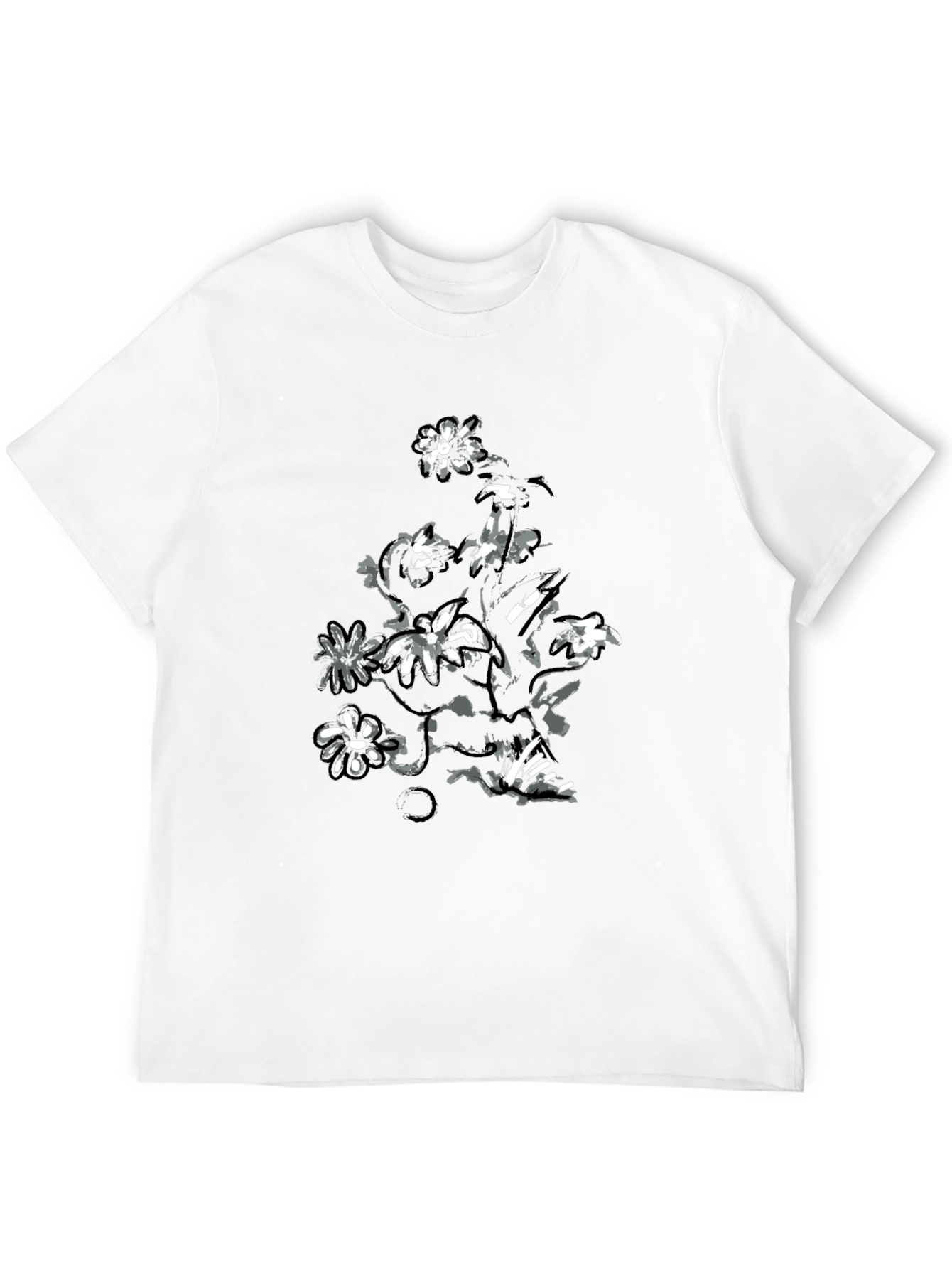 Floral Print Black Casual T-Shirt
