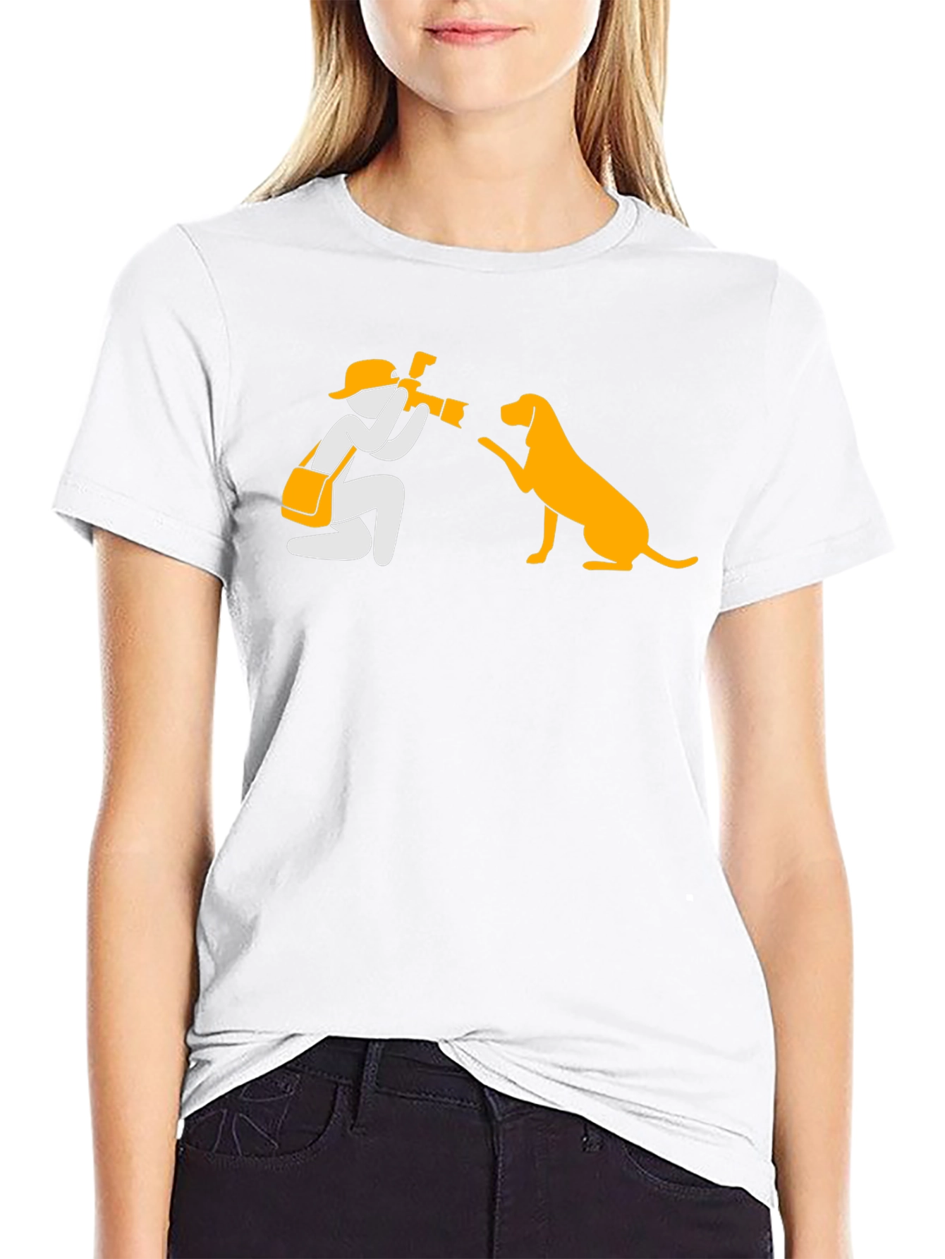 Photographer & Dog Graphic Tee - Black Cotton Shirt