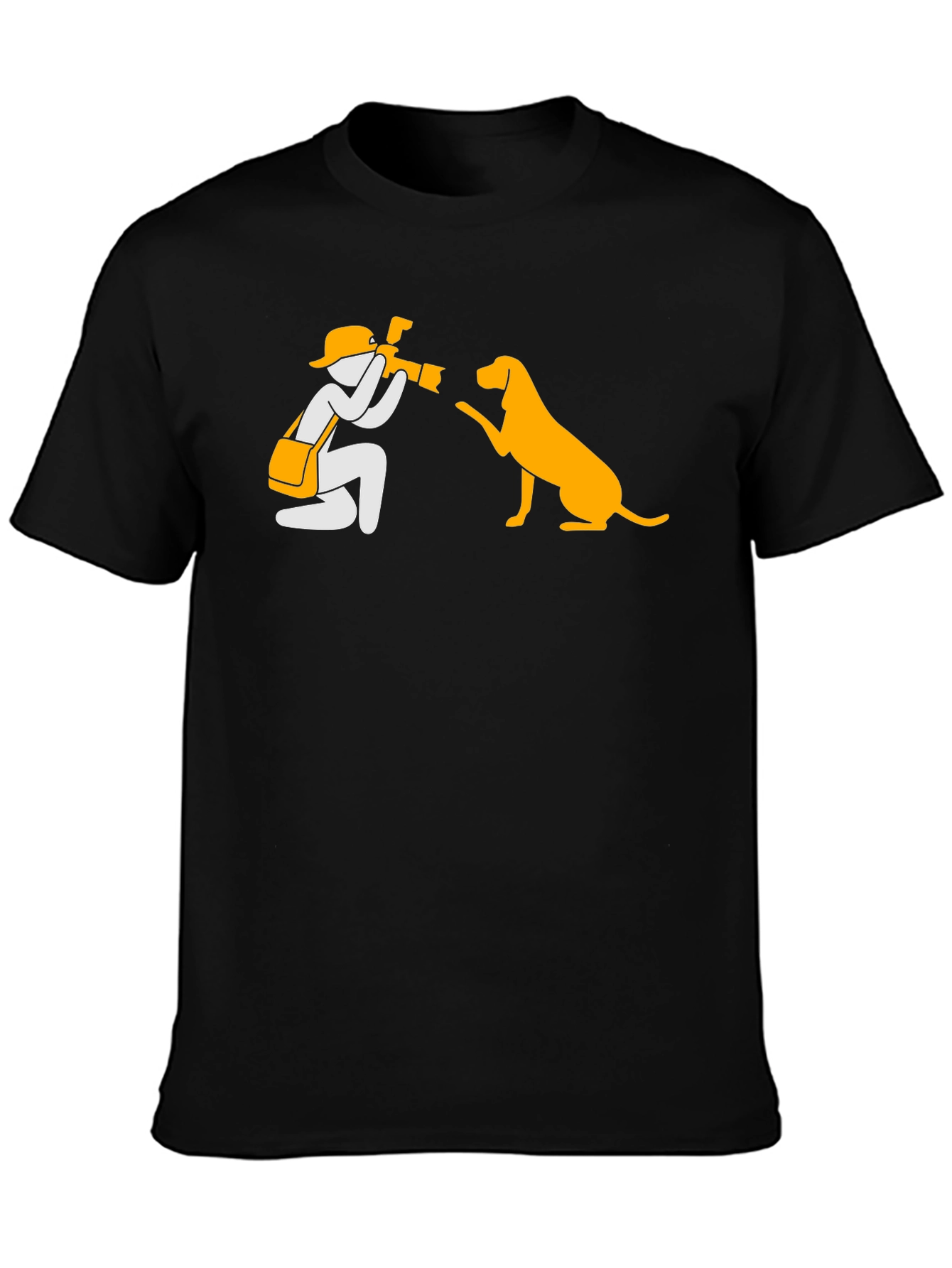 Photographer & Dog Graphic Tee - Black Cotton Shirt