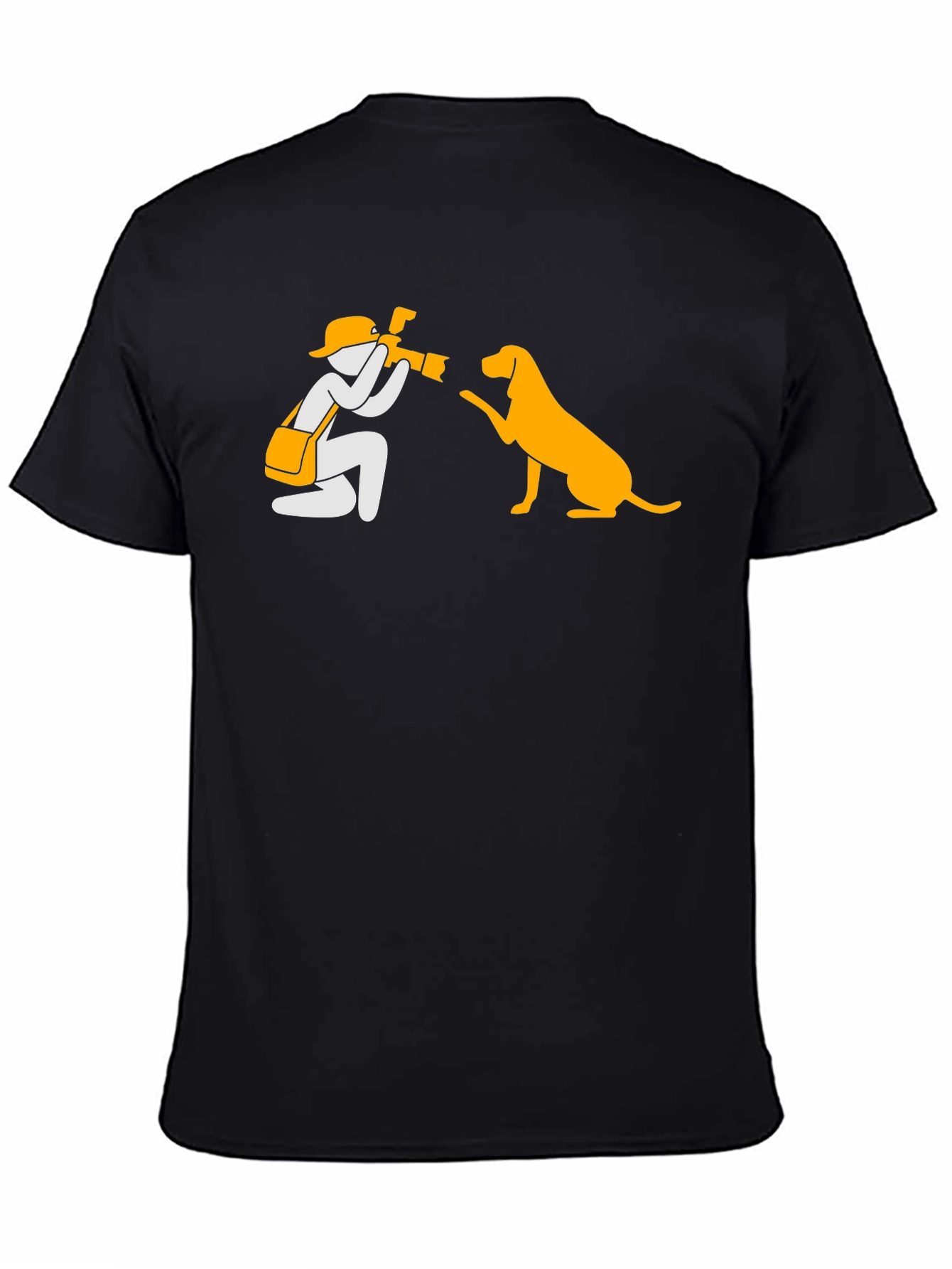Photographer & Dog Graphic Tee - Black Cotton Shirt