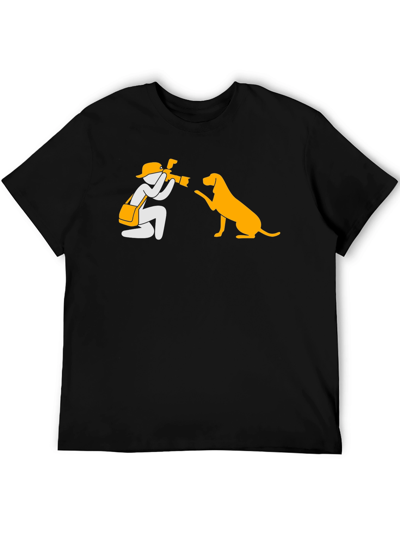 Photographer & Dog Graphic Tee - Black Cotton Shirt