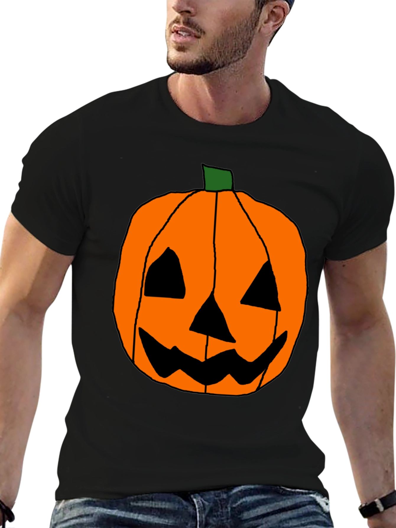 Halloween Pumpkin Face Black T-Shirt