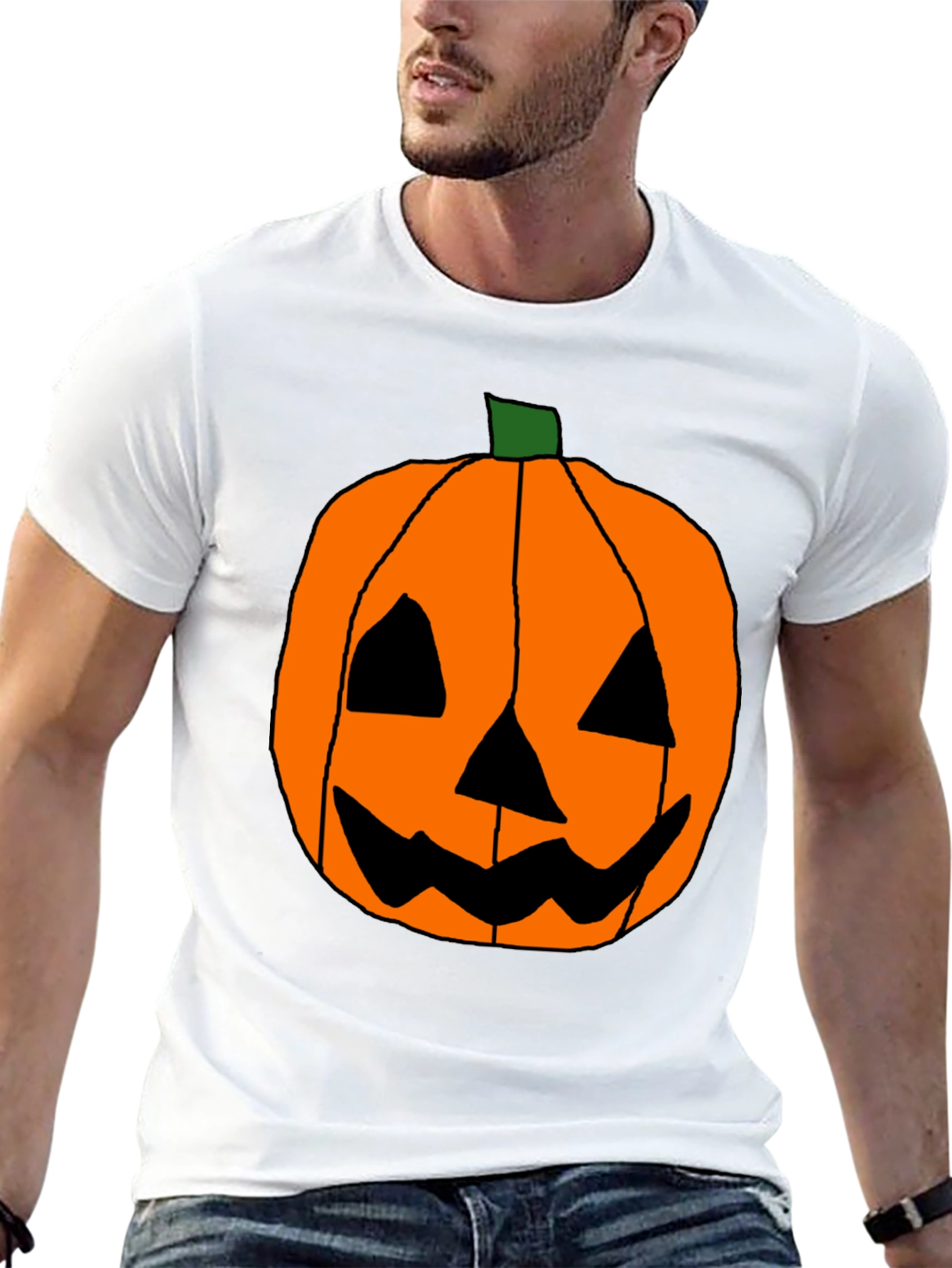 Halloween Pumpkin Face Black T-Shirt