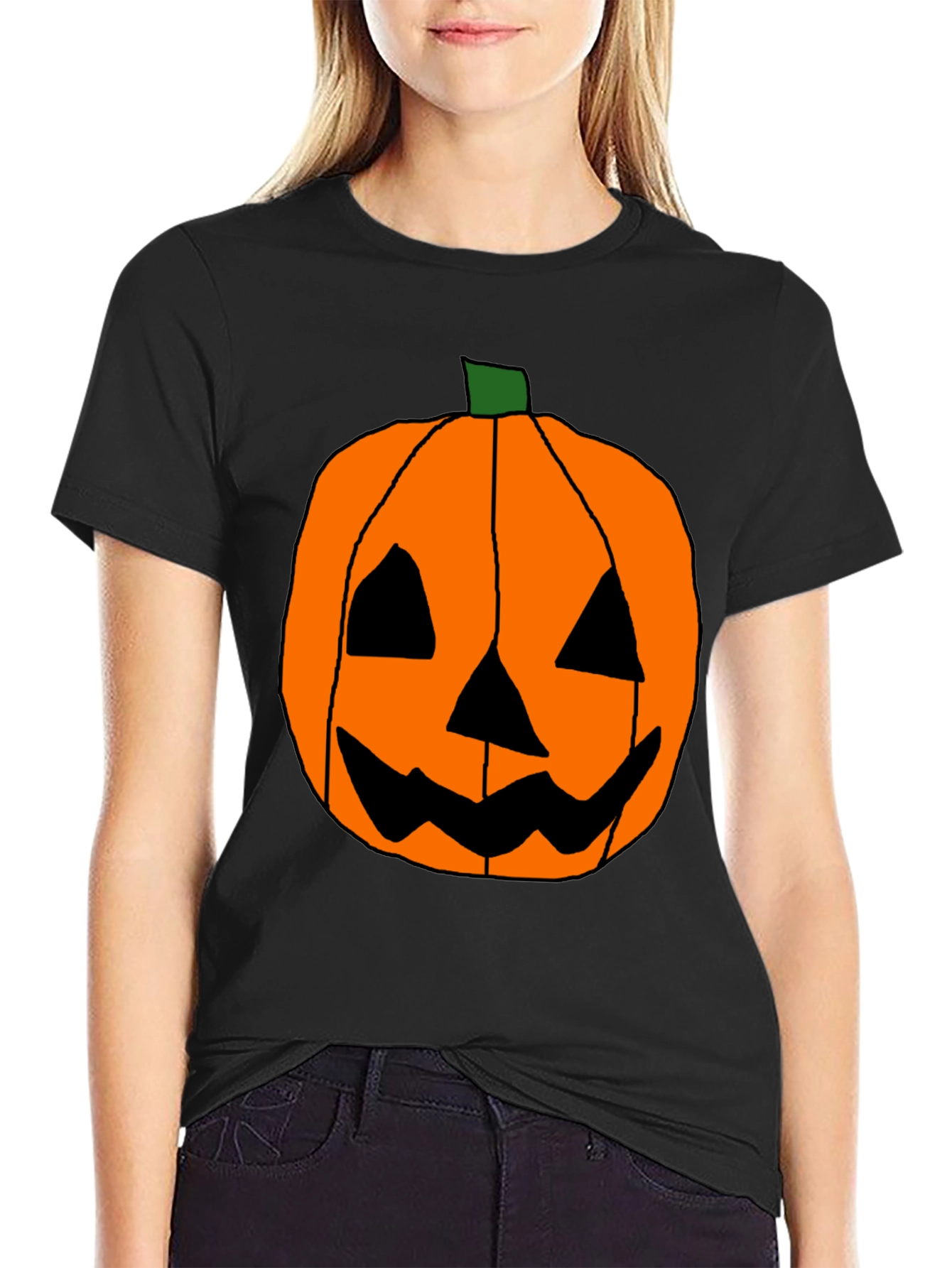 Halloween Pumpkin Face Black T-Shirt