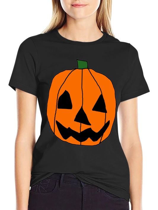 Halloween Pumpkin Face Black T-Shirt
