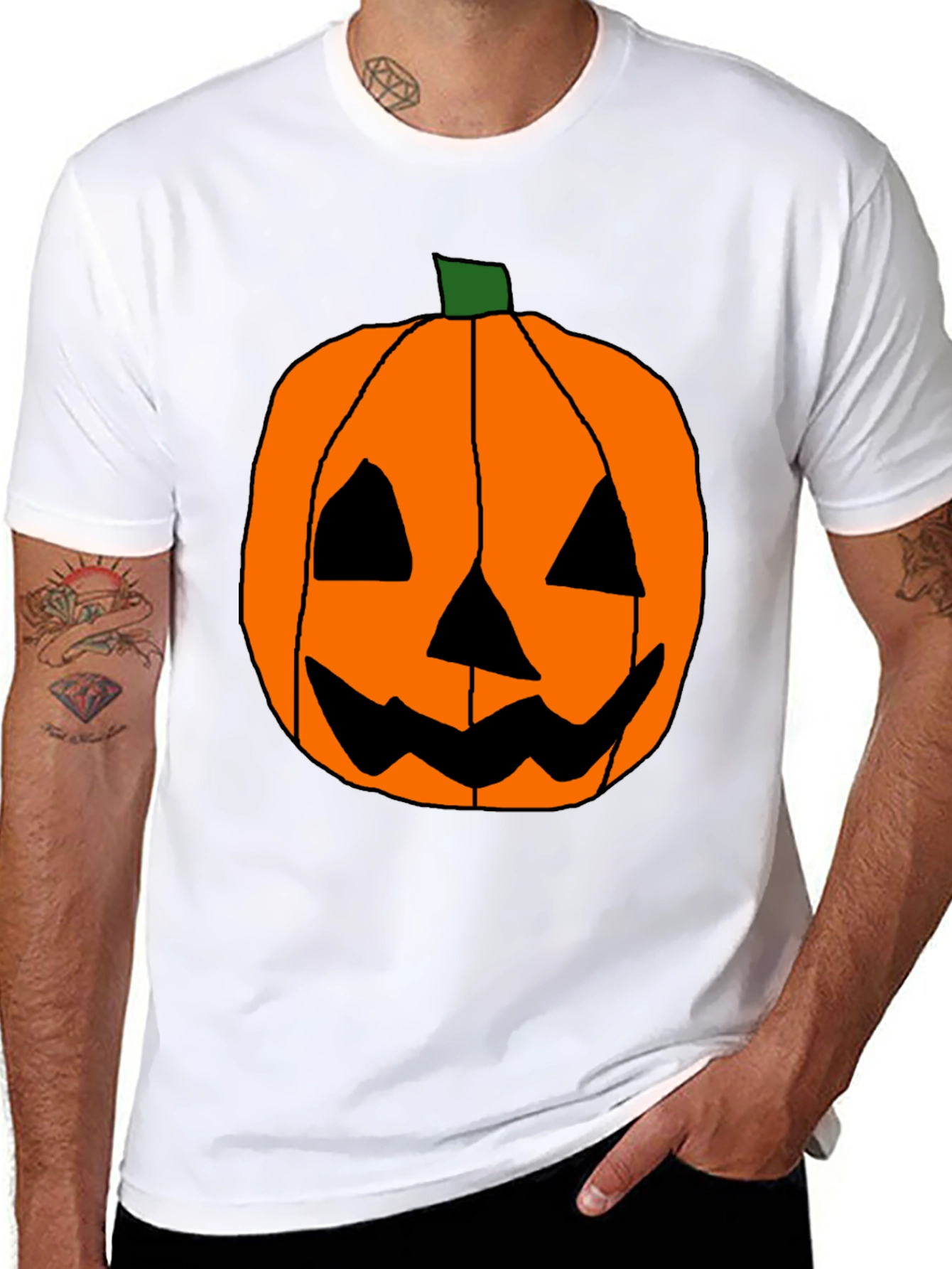 Halloween Pumpkin Face Black T-Shirt
