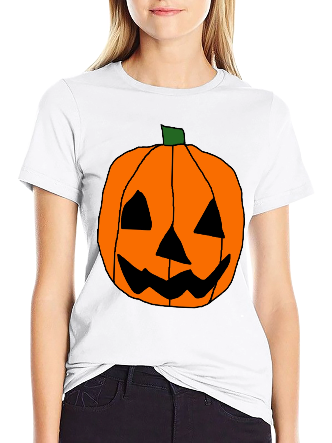 Halloween Pumpkin Face Black T-Shirt