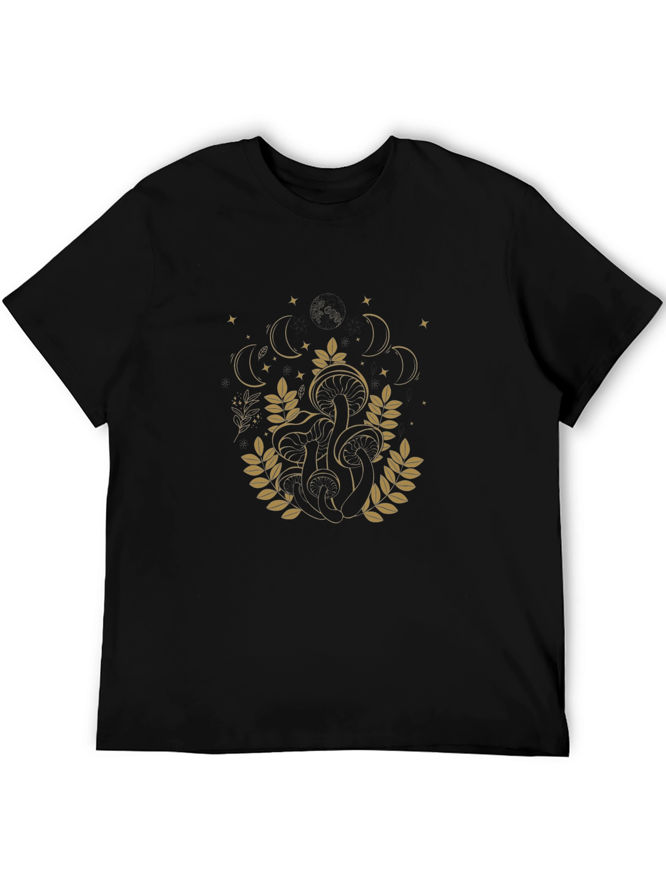 Mystic Mushroom Moon Phase Graphic Tee - Black