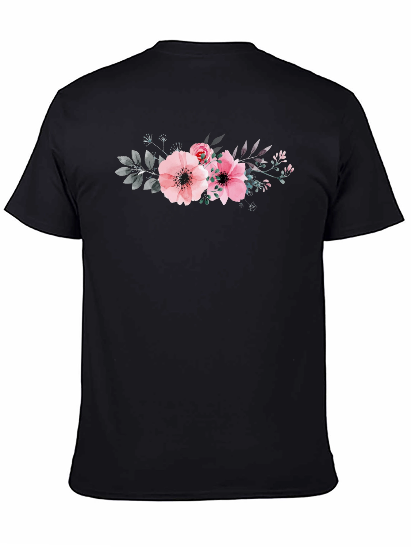 Floral Print Black T-Shirt