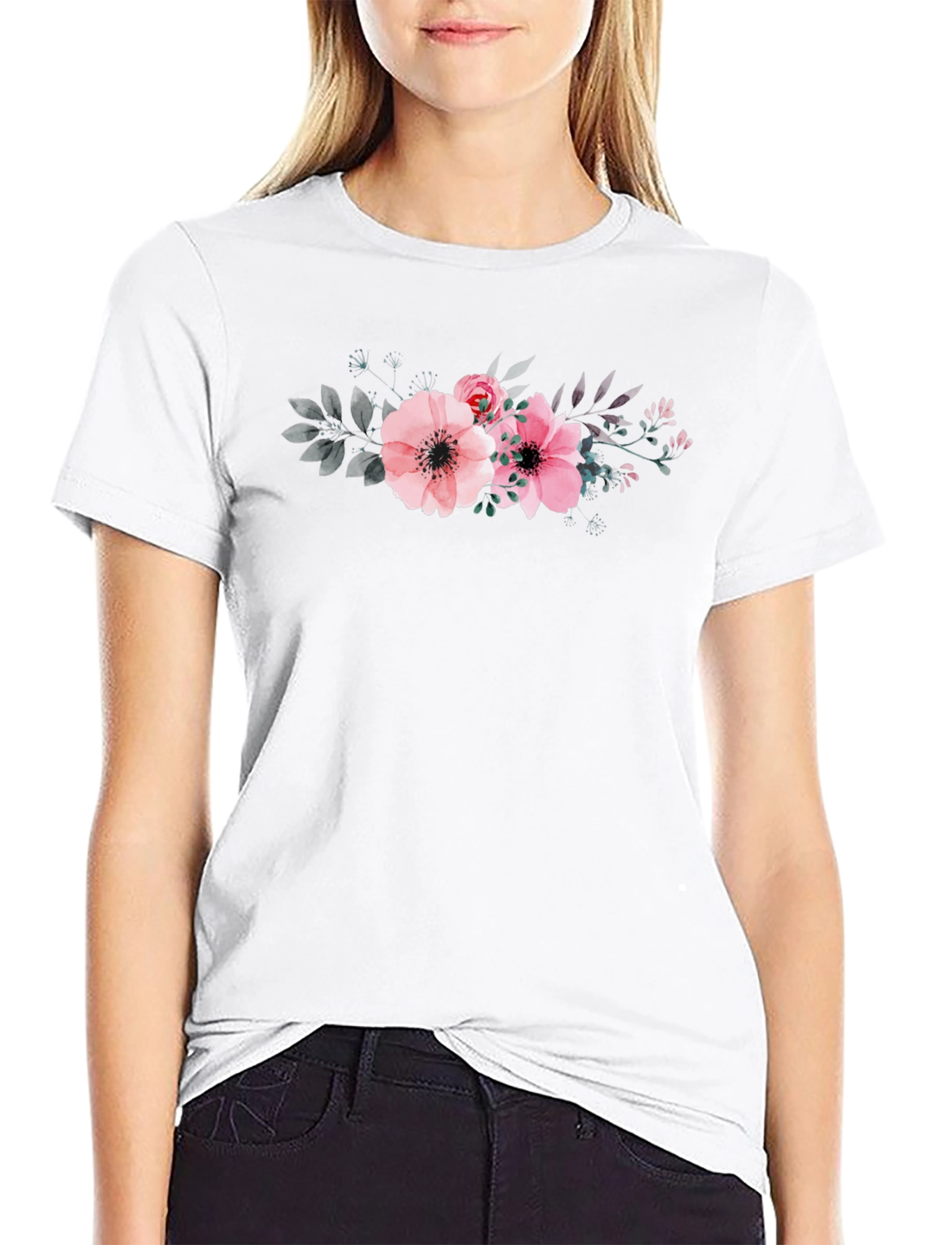 Floral Print Black T-Shirt