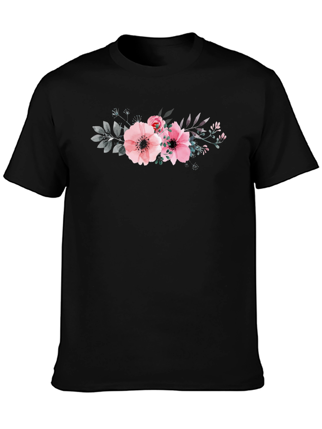 Floral Print Black T-Shirt