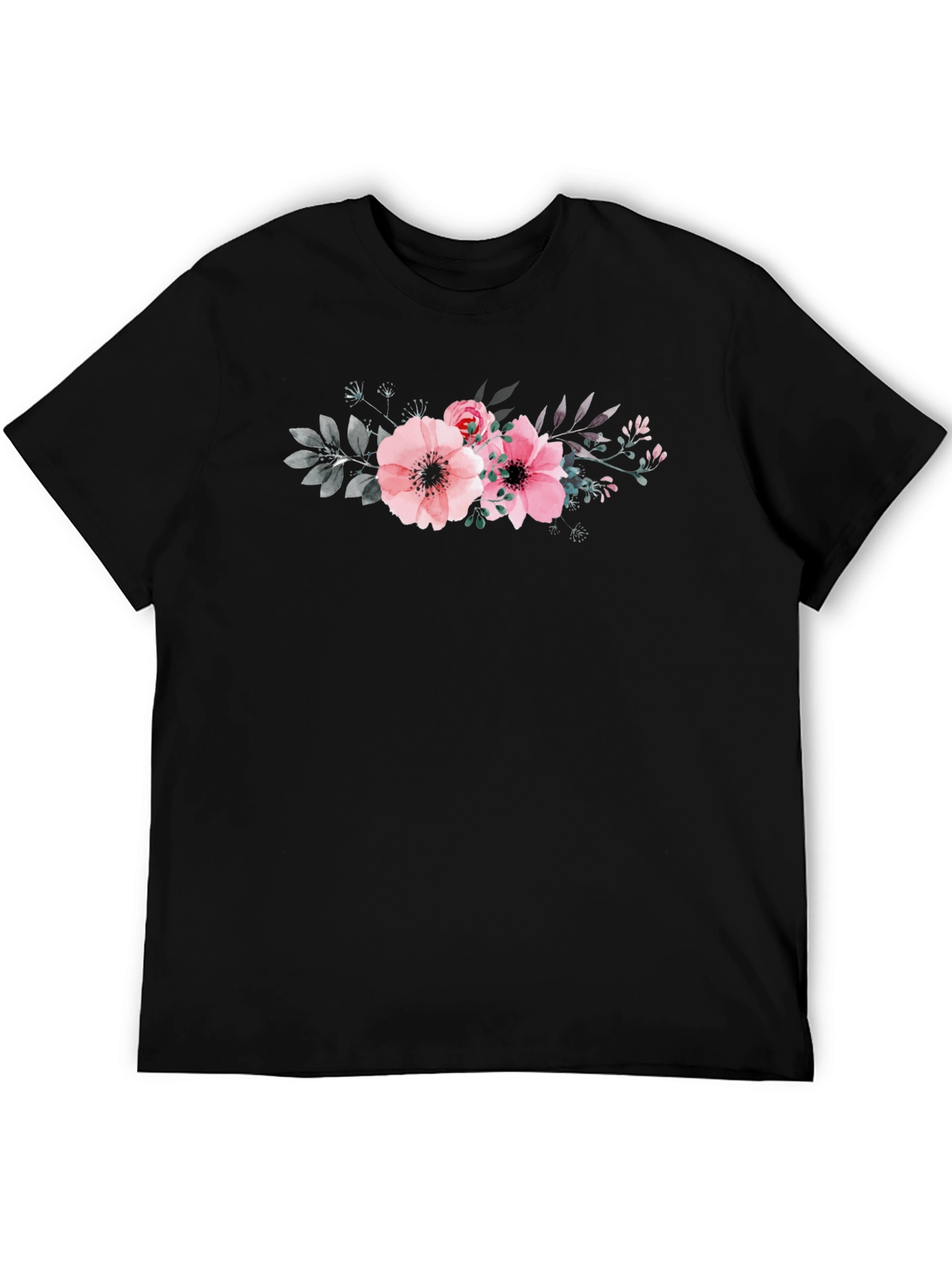 Floral Print Black T-Shirt