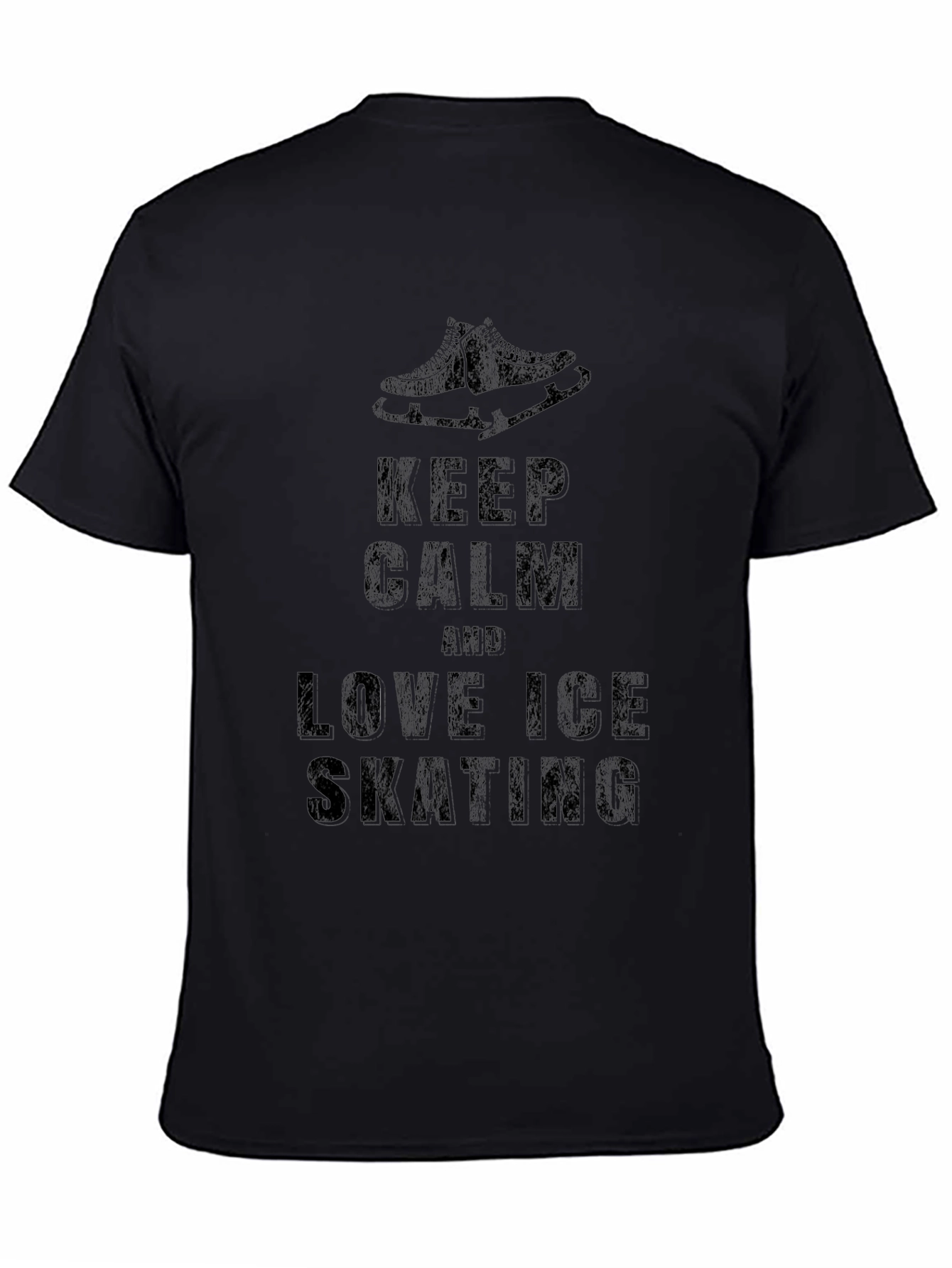 Keep Calm Love Ice Skating Black Graphic T-Shirt