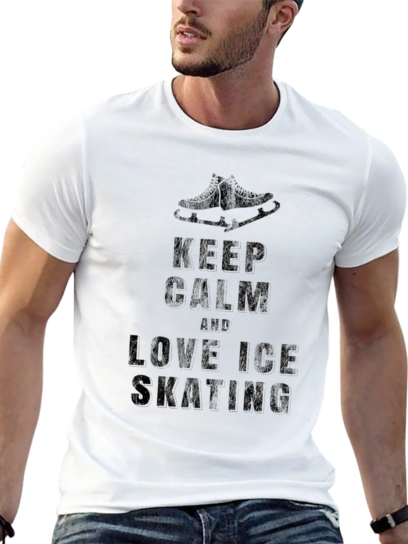 Keep Calm Love Ice Skating Black Graphic T-Shirt