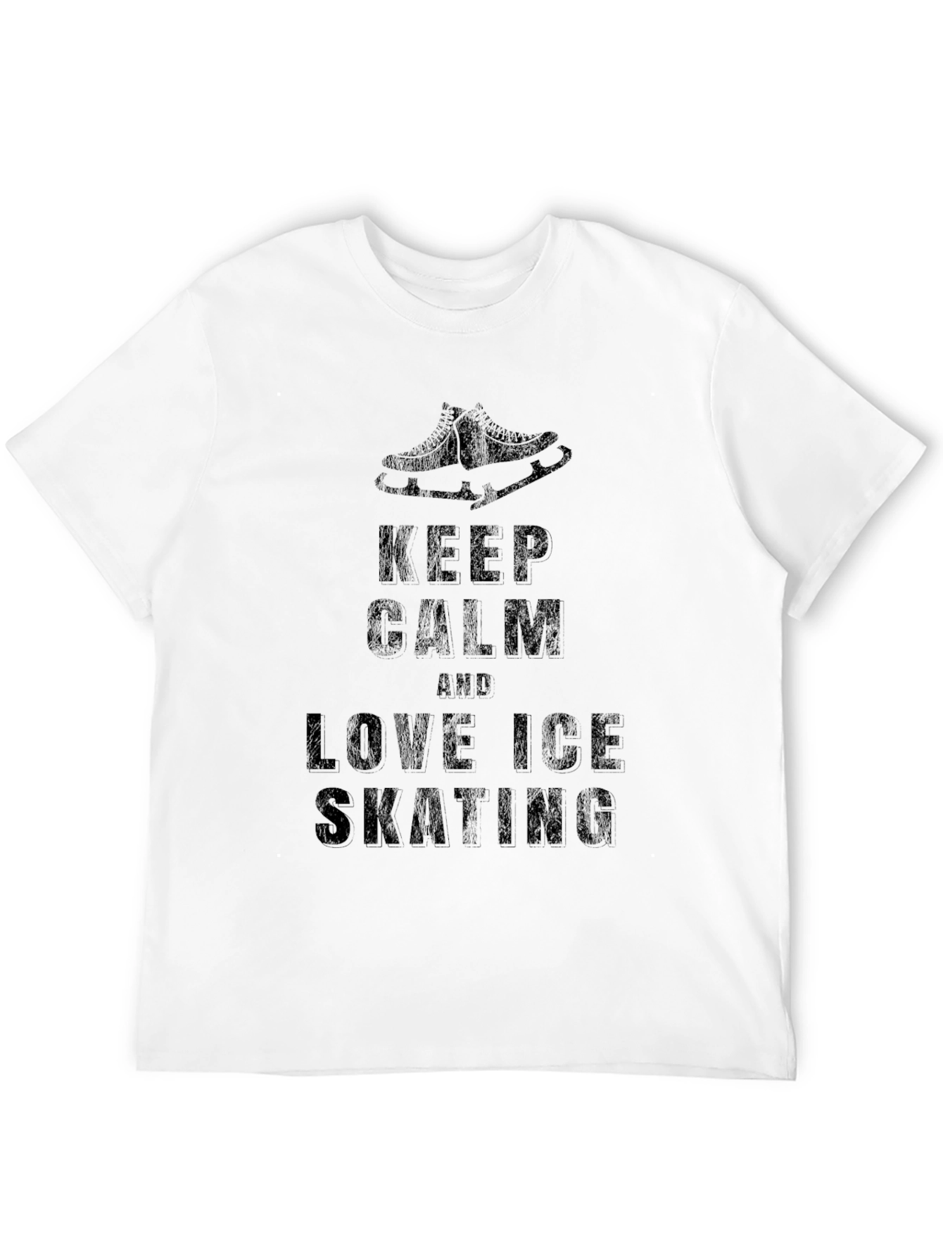 Keep Calm Love Ice Skating Black Graphic T-Shirt