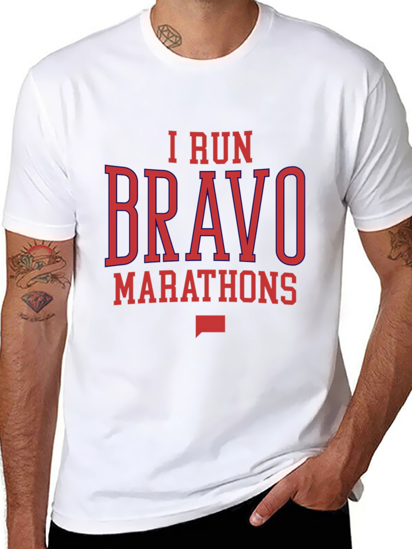 I Run Bravo Marathons Black Graphic Tee