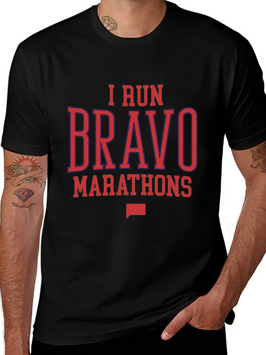 I Run Bravo Marathons Black Graphic Tee