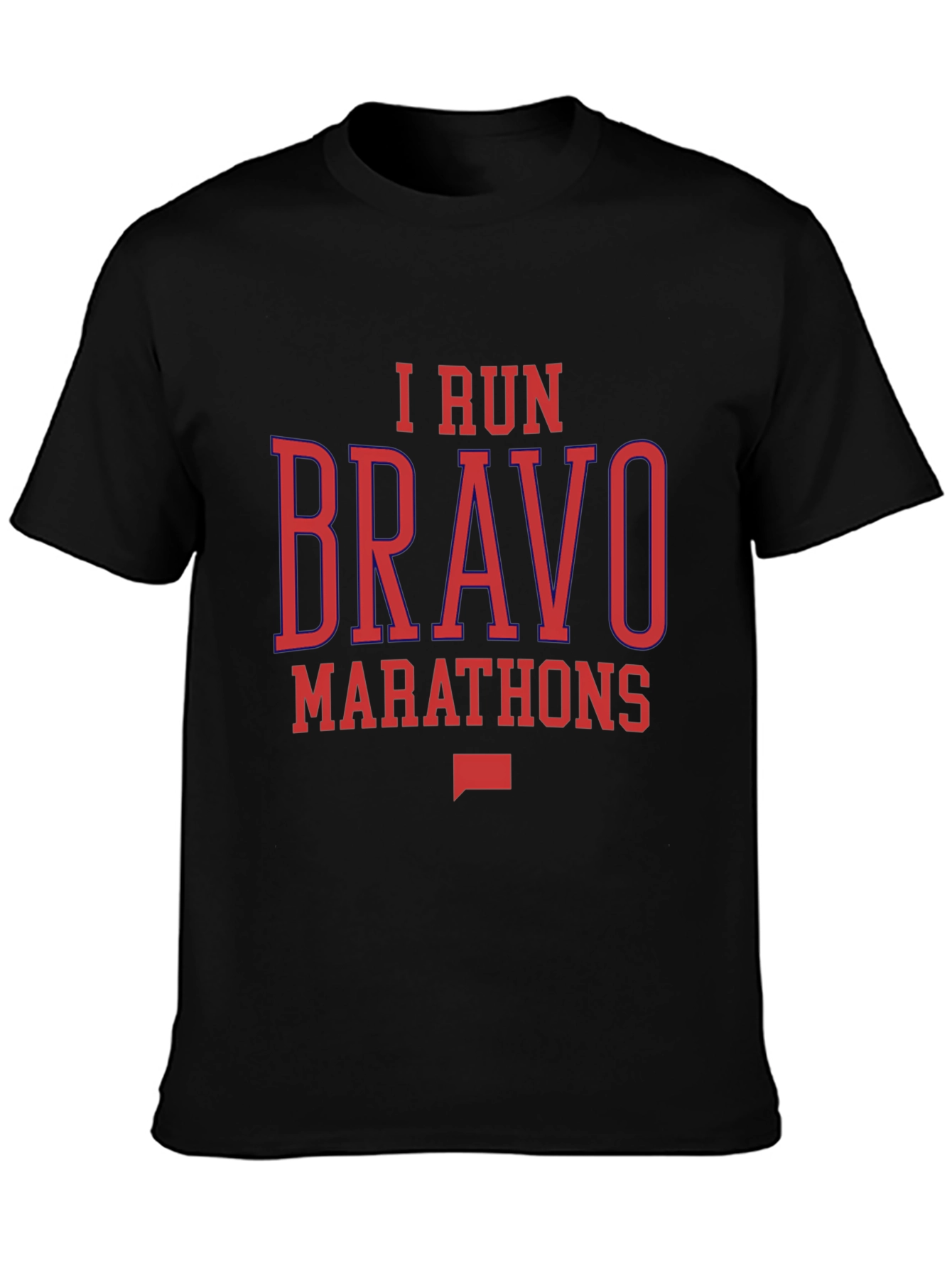 I Run Bravo Marathons Black Graphic Tee