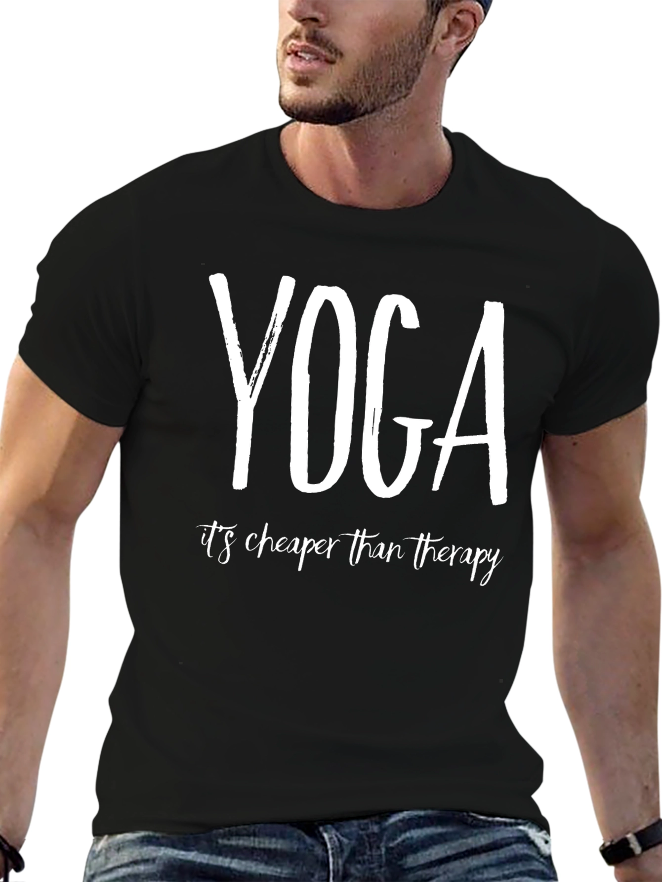 Yoga Cheaper Than Therapy Black T-Shirt