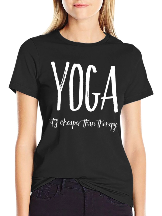 Yoga Cheaper Than Therapy Black T-Shirt