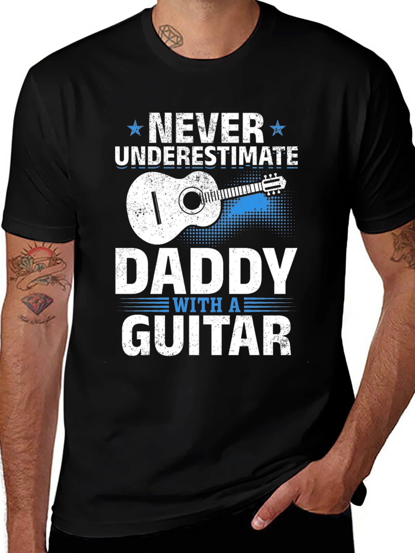 Never Underestimate Daddy with a Guitar T-Shirt