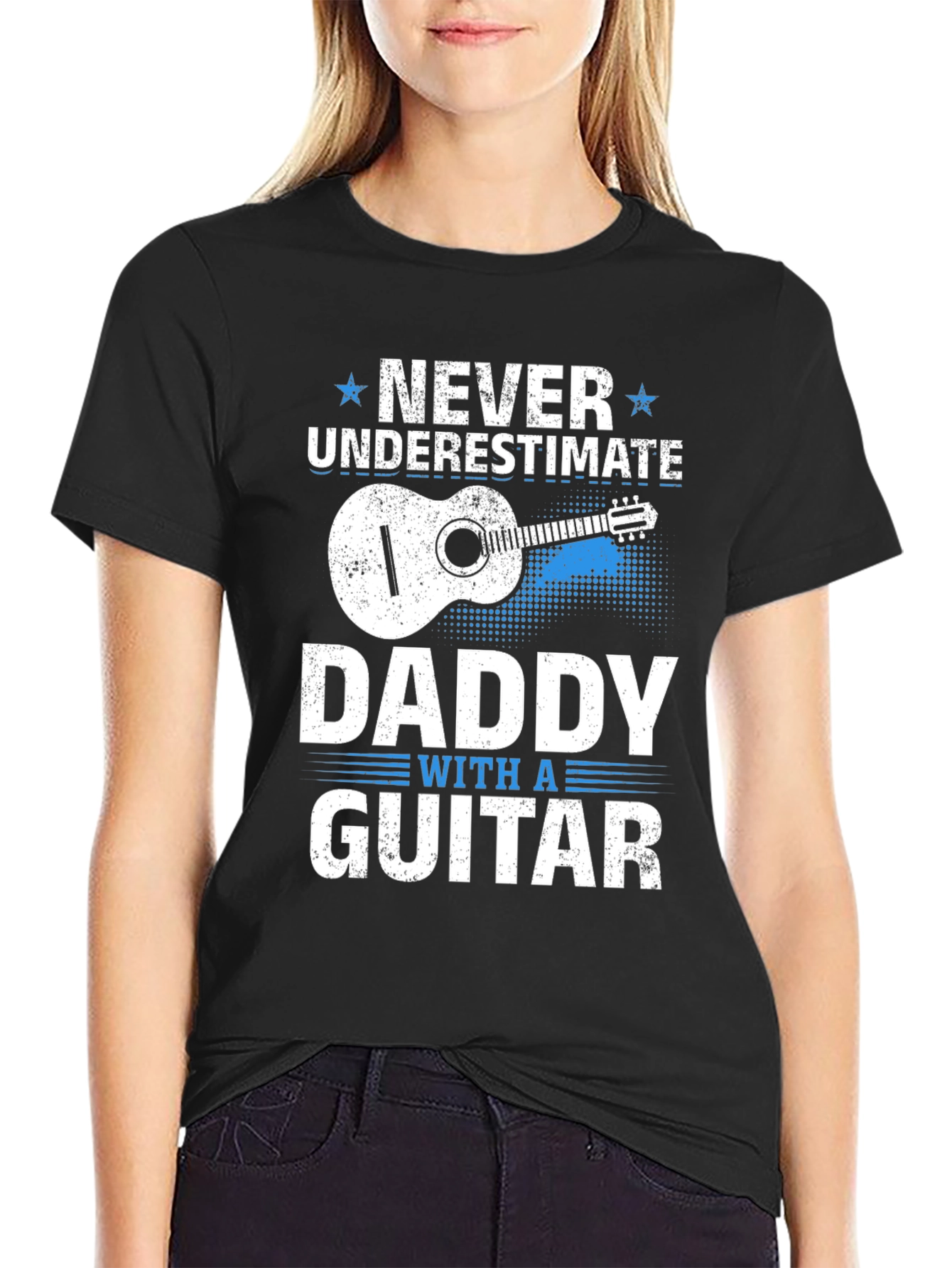 Never Underestimate Daddy with a Guitar T-Shirt
