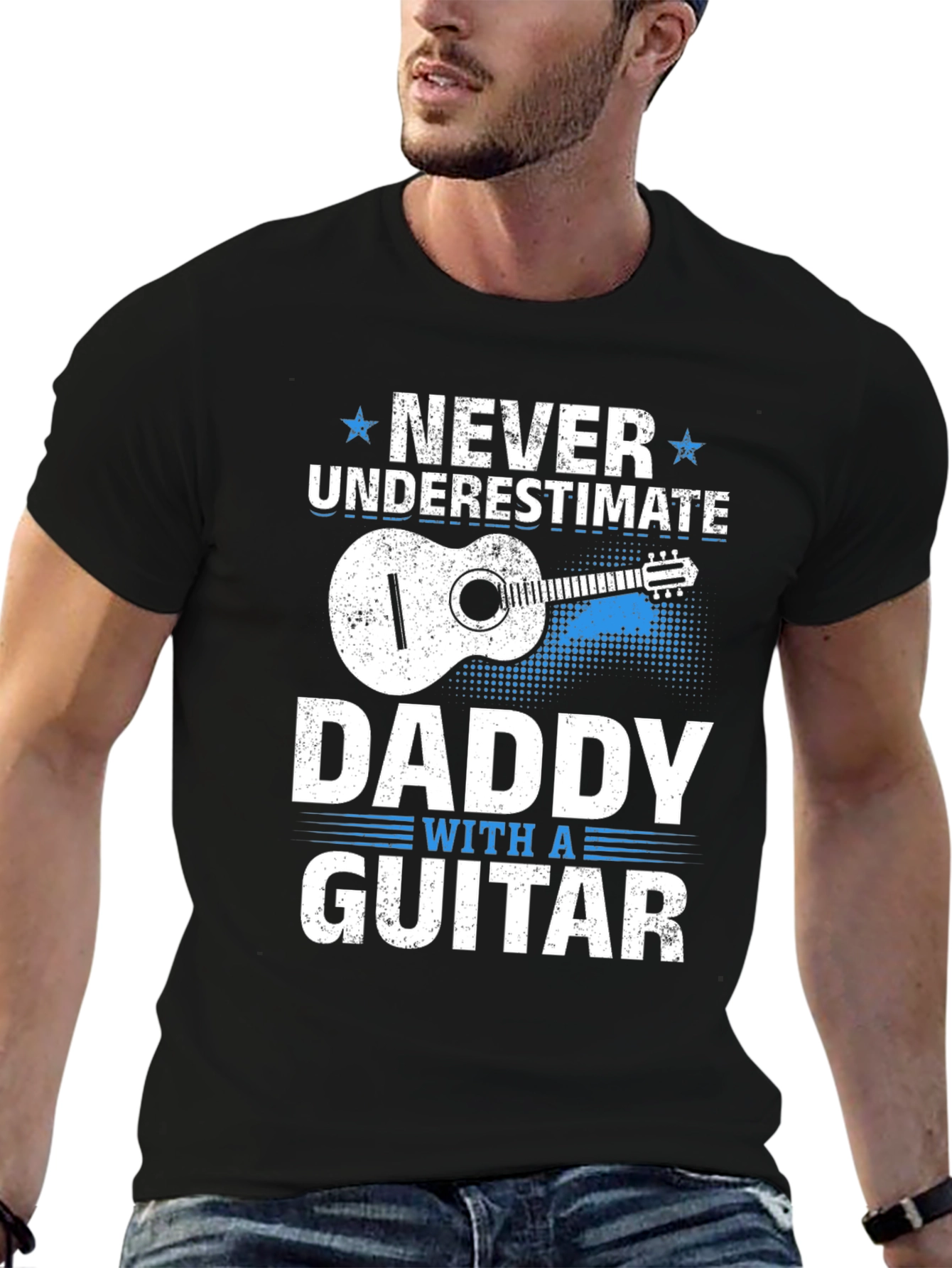Never Underestimate Daddy with a Guitar T-Shirt